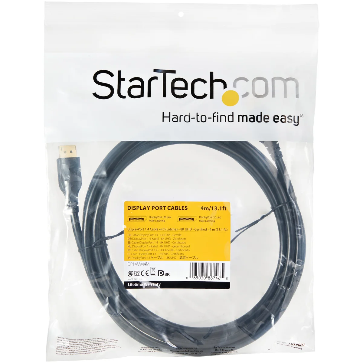 StarTech DisplayPort 1.4 Certified Cable - 2m