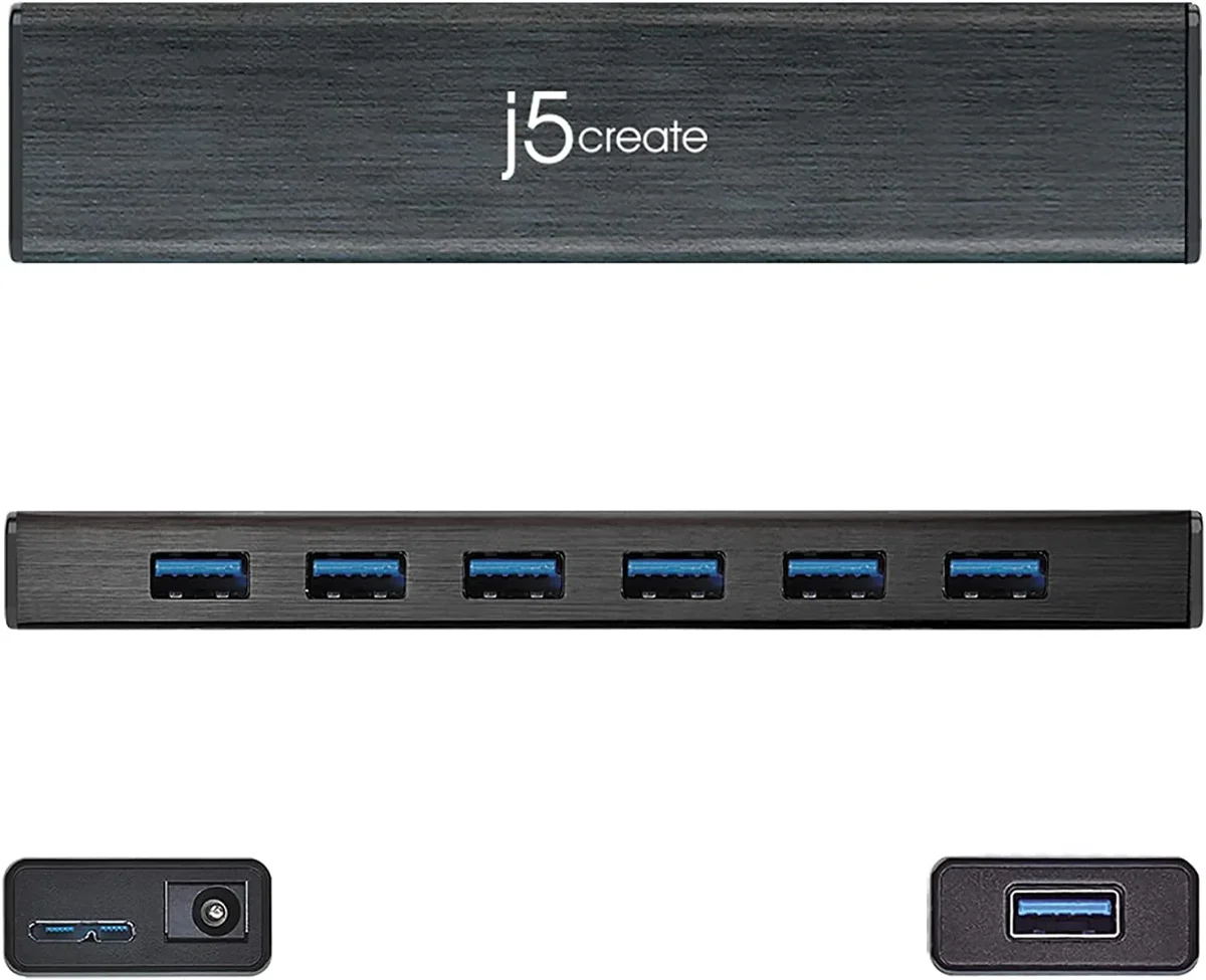 j5create USB 3.1 7-Port Hub with Power Adapter
