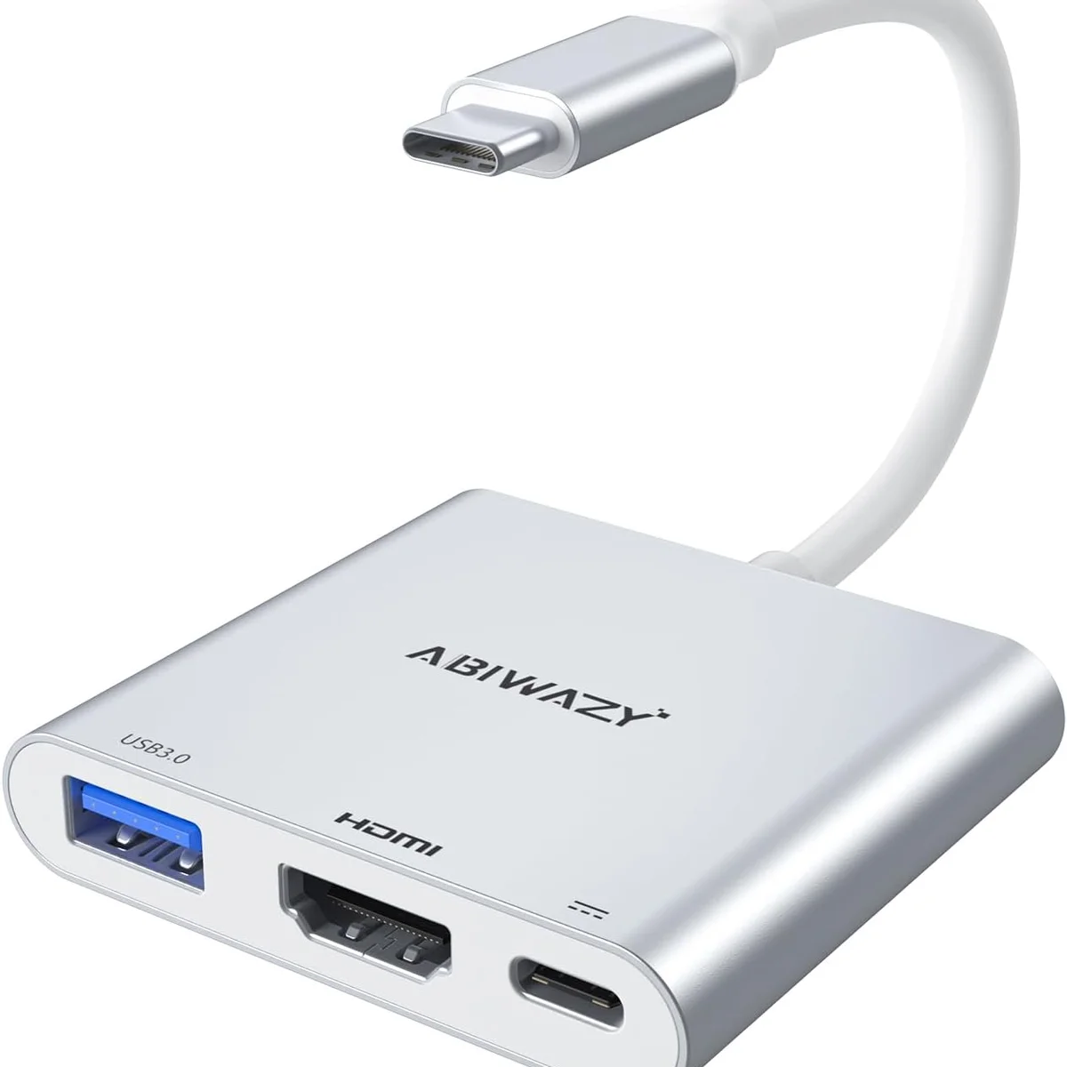 USB C to HDMI Adapter, 4K HDMI to USB-C Multiport Hub Adapter with 100W PD & USBA 3.0 Port, Type C Digital AV Converter for iPad Pro,MacBook Pro/Air,iPhone 15/16,Switch,TV, Monitor and More(Silver)