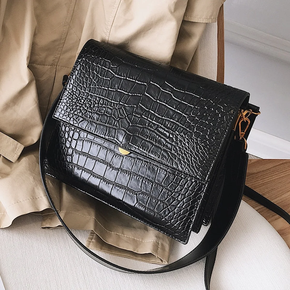 European Fashion Simple Women's Designer Handbag 2020 New Quality PU Leather Women Tote bag Alligator Shoulder Crossbody Bags view 1