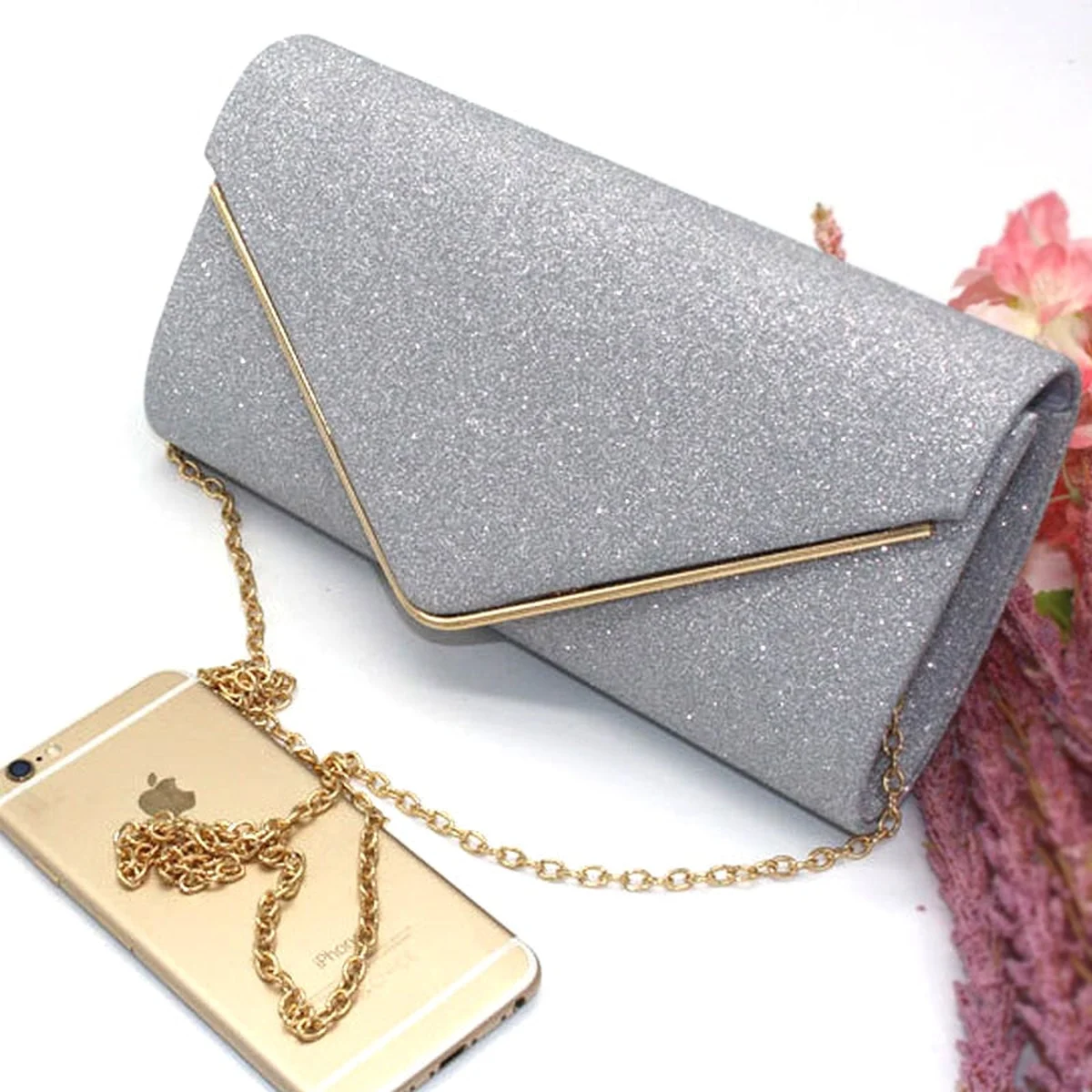 Woman Evening Bag Women's Diamond Rhinestone Clutch Crystal Day Clutch Wallet Wedding Purse Party Banquet Hand Bags Black Silver view 1