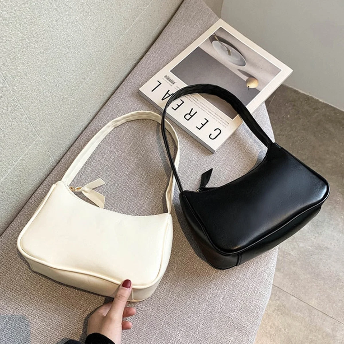 Spring Summer Woman Trendy Retro Handbags PU Leather Zipper Shoulder Bag Female Bolsa Vintage Hobo Women Small Hand Bag view 1