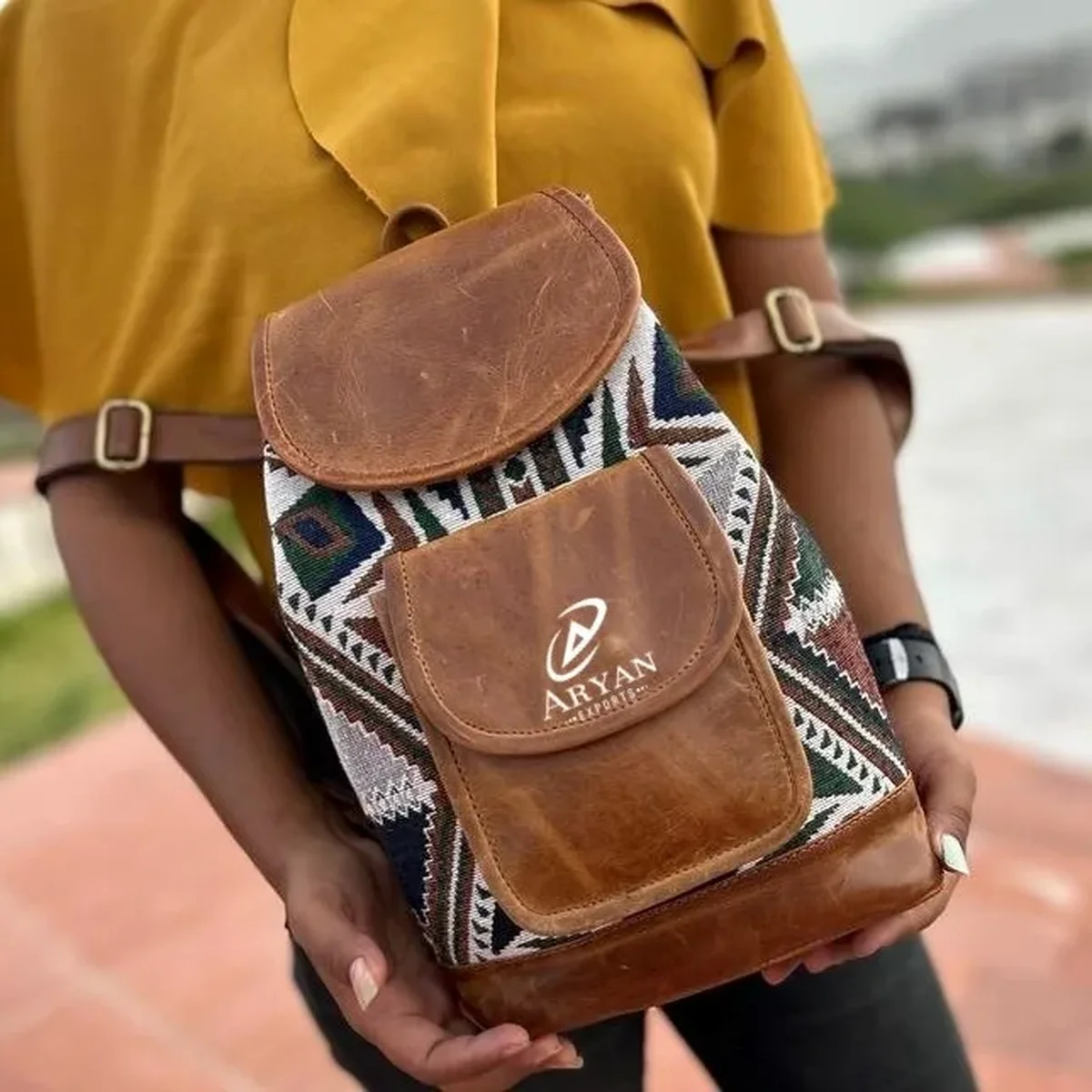 Women's Stylish Texture Leather Backpack view 1