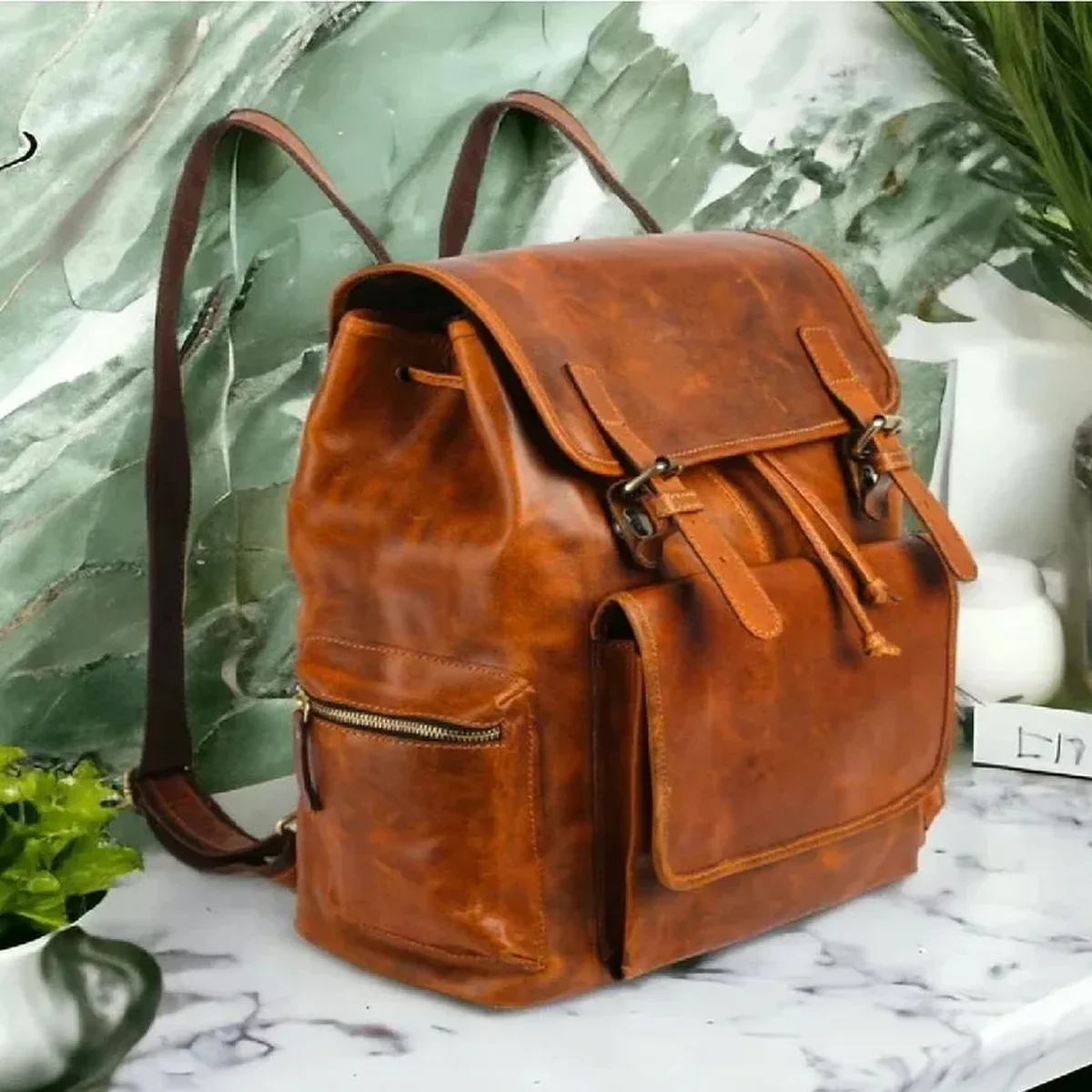 Women's Texture Leather Backpack view 1