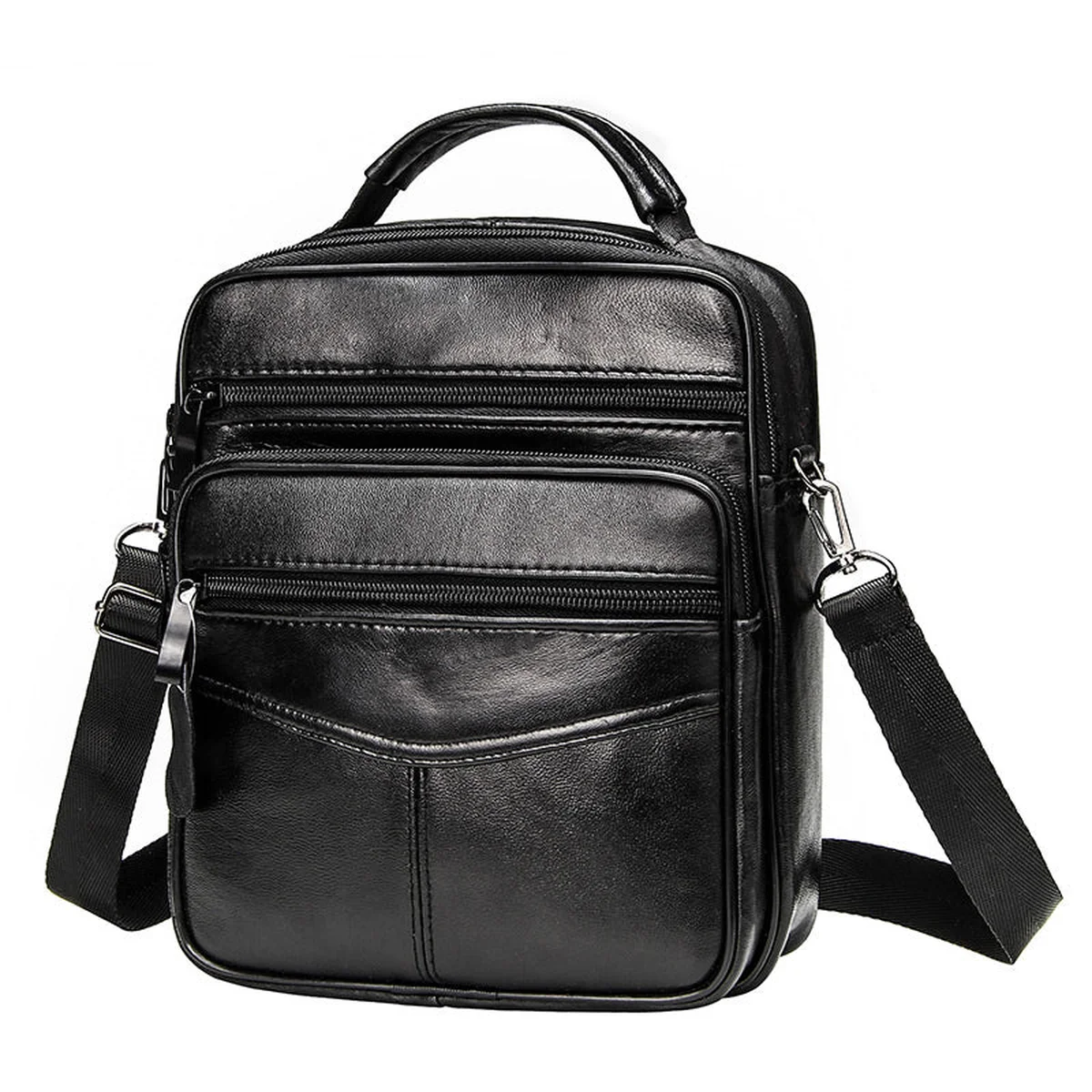 Genuine Leather Male's Crossbody Bag Casual Business Leather Men's Messenger Bag Vintage Men Big Bag Zipper Shoulder Handbags view 1