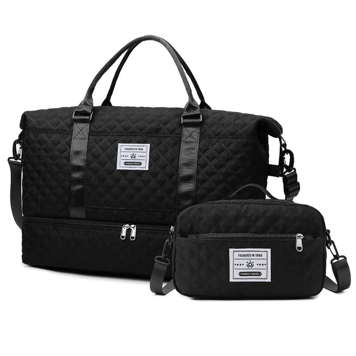 Checkered Dry-Wet Separation Sports Tote Bag Yoga Fitness Bag Large Capacity Shoe Compartment Travel Bag view 1