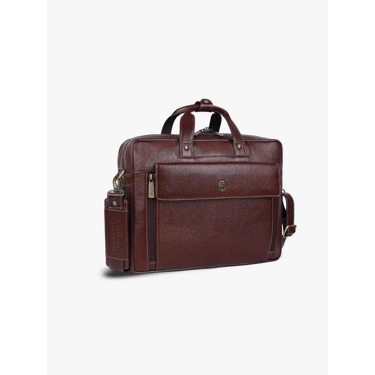 Premium Genuine Leather Expandable Laptop Bag for Men with Adjustable Strap - Fits Upto 15.6" Laptop/MacBook - 1 Year Wa view 1