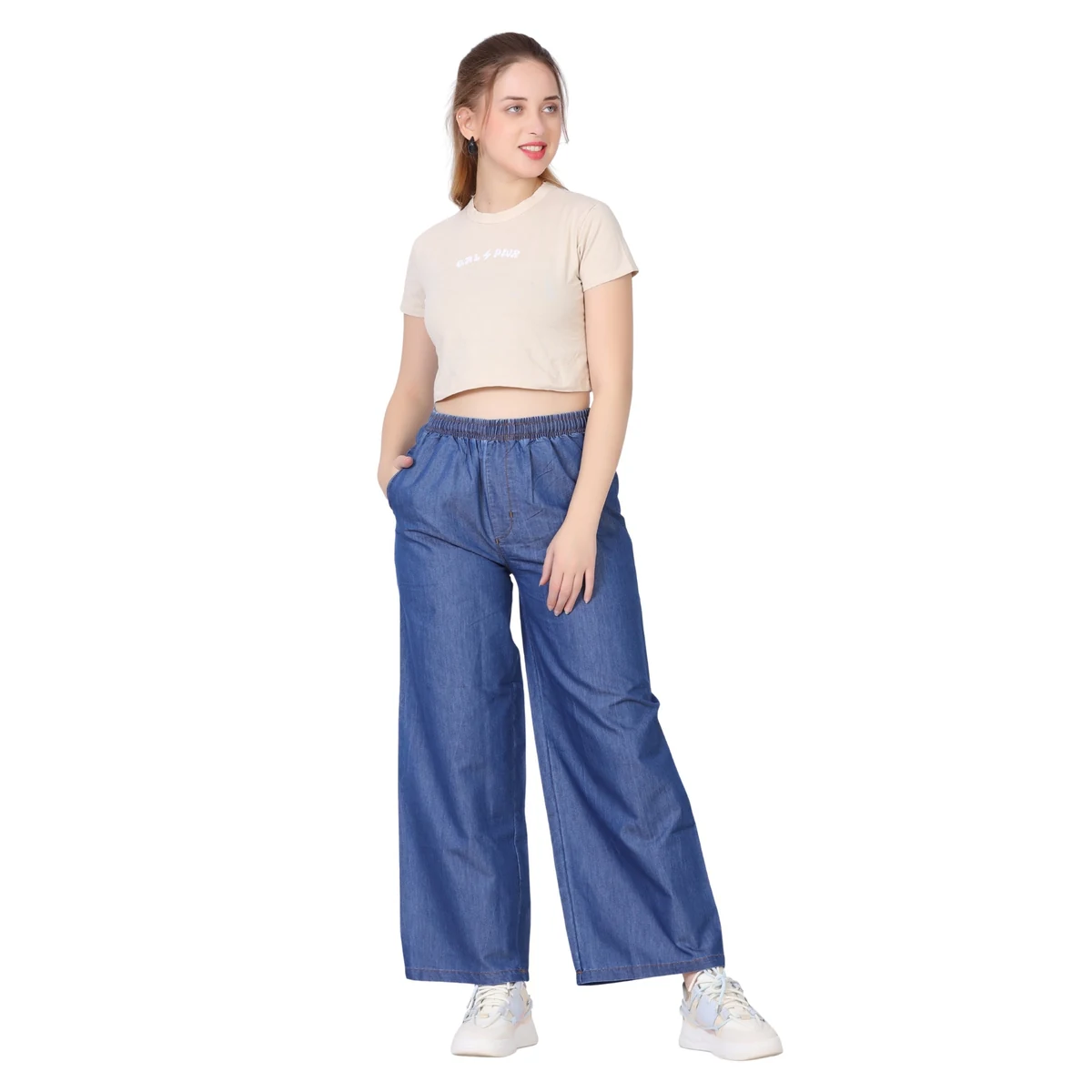 Premium Denim Palazzo - Denim Blue view 1