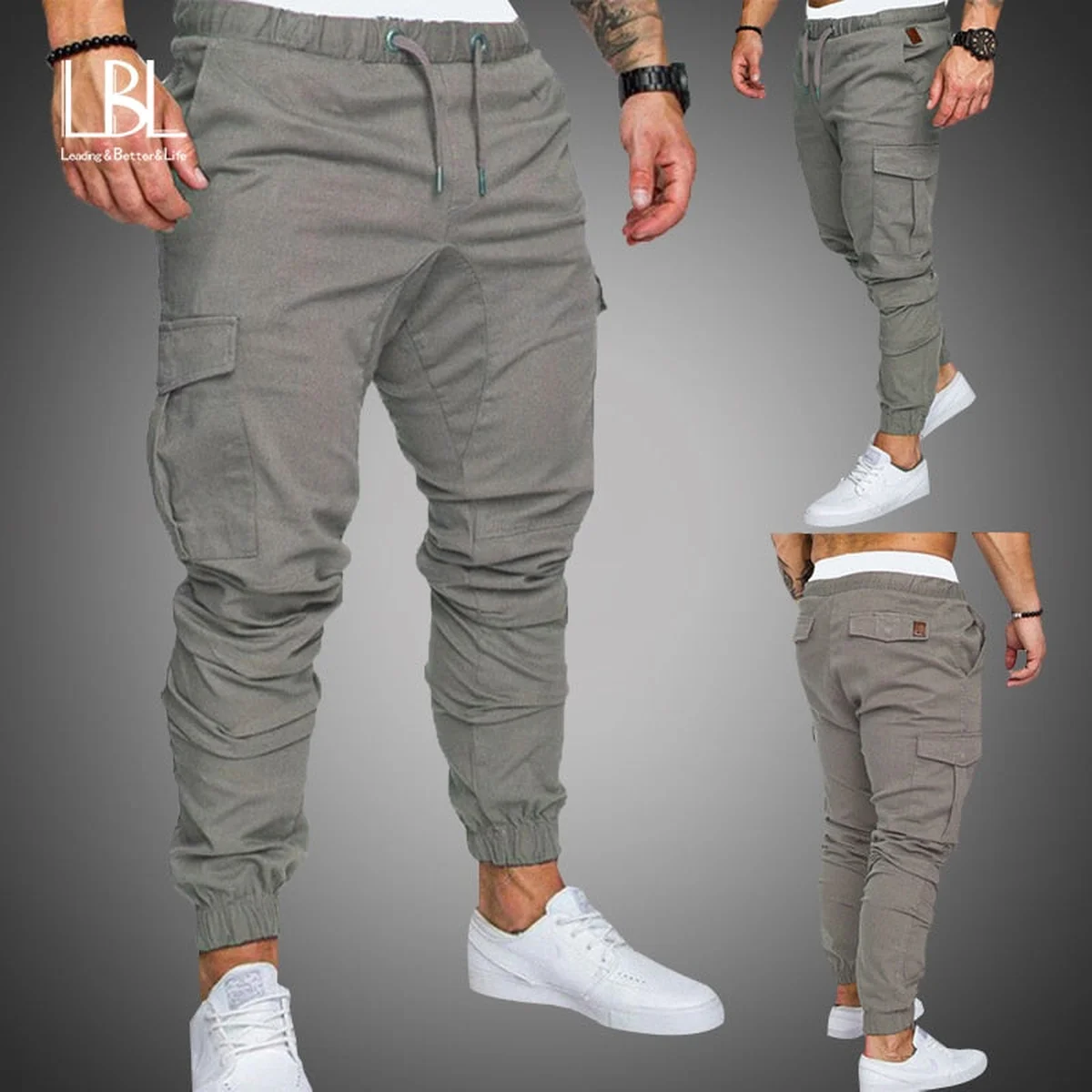 Autumn Men Pants Hip Hop Harem Joggers Pants 2019 New Male Trousers Mens Solid Multi-pocket Cargo Pants Skinny Fit Sweatpants view 1