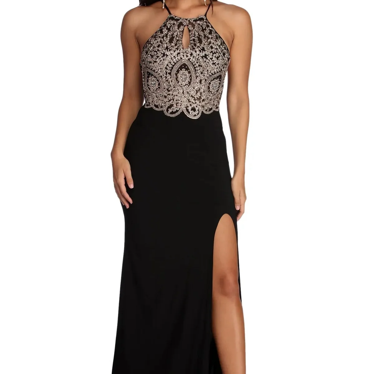 Alondra Formal Lace Halter Dress view 1