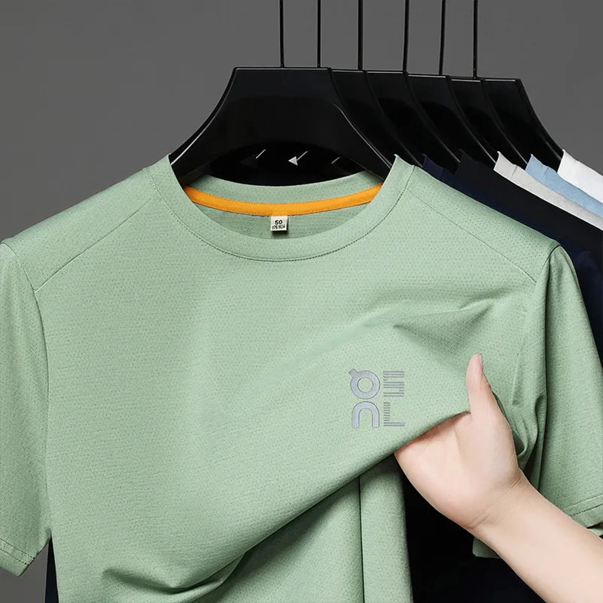 High end brand ice silk short sleeve summer breathable comfort quick drying men's T-shirt printed casual round neck top view 1