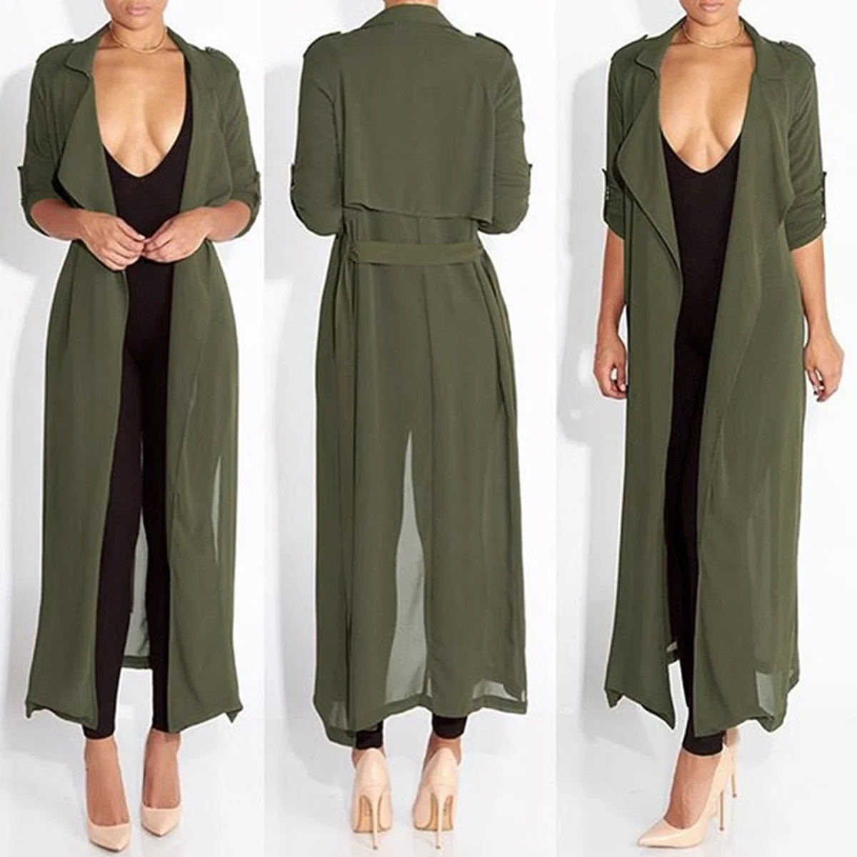 Summer Women Chiffon Cardigan Long Sleeve Sexy See-Through Ladies Lapel Long Jacket Blouse Shirt Beach Cover Up Femme Outerwear view 1