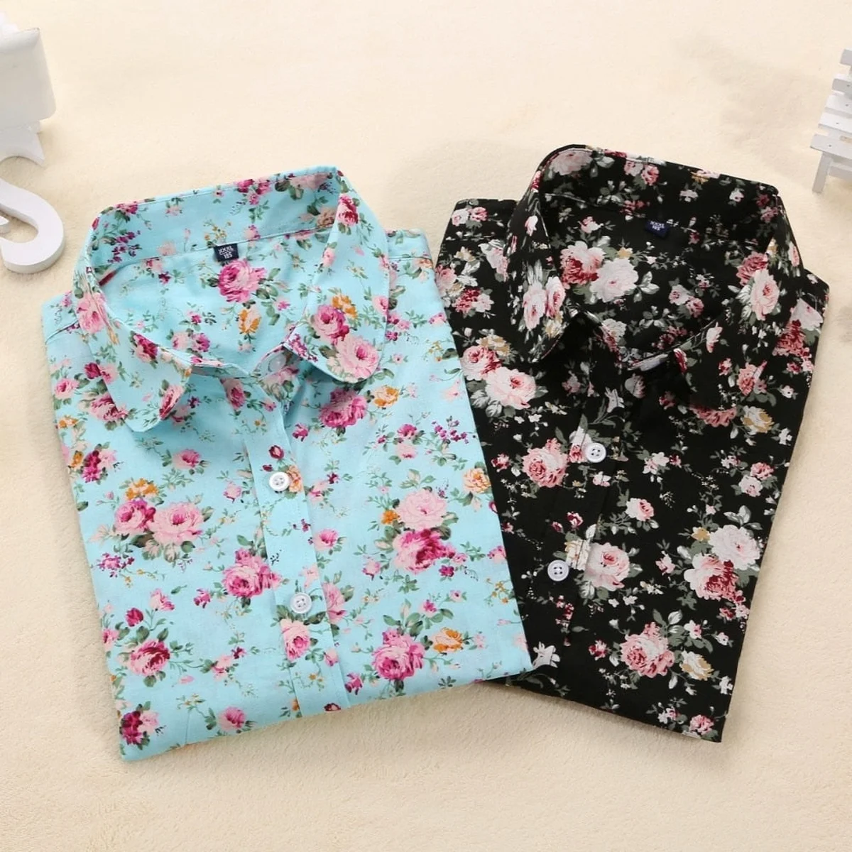 Dioufond Women Summer Blouses Vintage Floral Blouse Long Sleeve Shirt Women Camisas Femininas Female Tops Fashion Cotton Shirt view 1