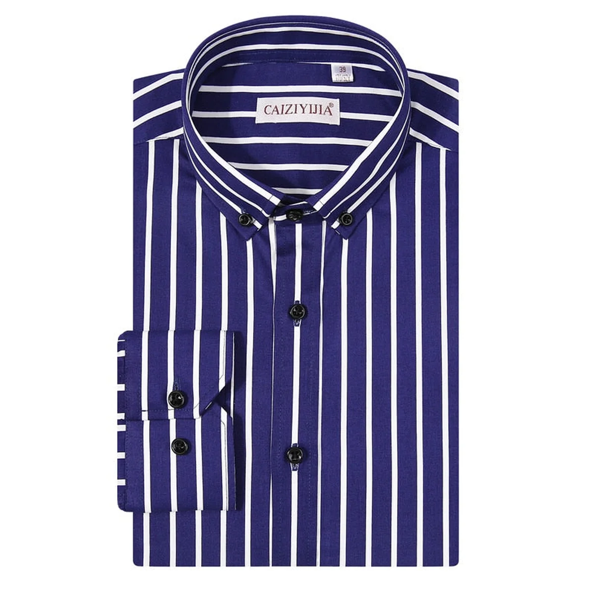 Men's Button Down Blue/white Striped Dress Shirts Long-sleeve Premium Comfortable Cotton Standard-fit Smart Casual Shirt view 1