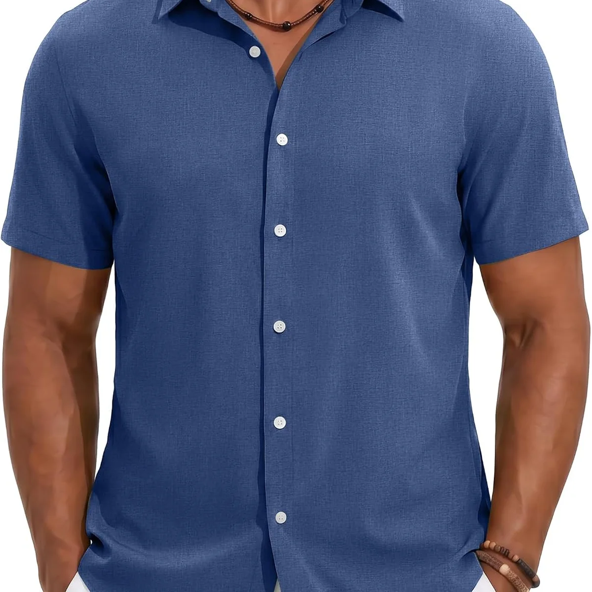 COOFANDY Mens Casual Button Down Shirt Short Sleeve Lightweight Summer Beach Shirts Textured Linen Shirt view 1