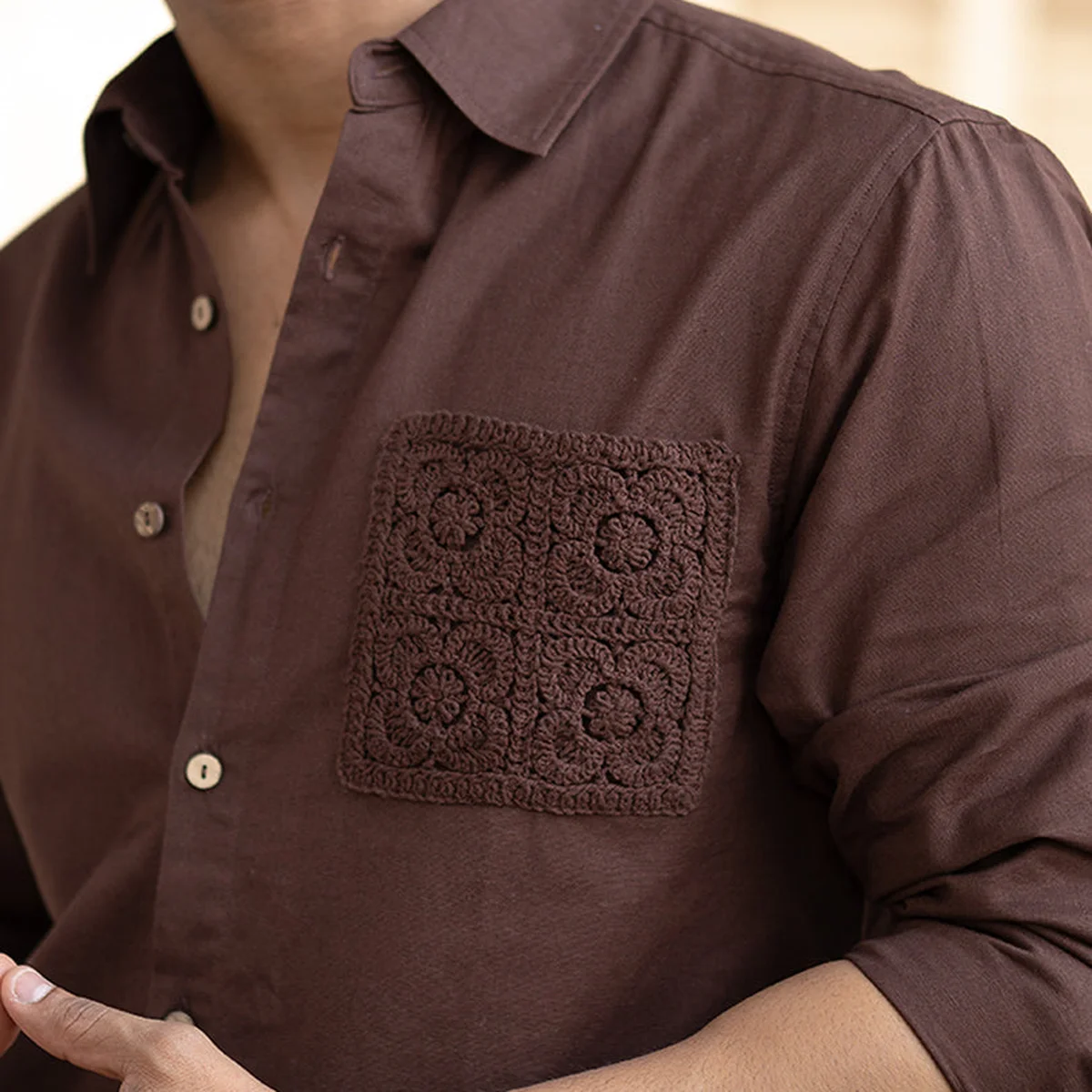 Brown Full Sleeves Regular Fit Linen Shirt view 1