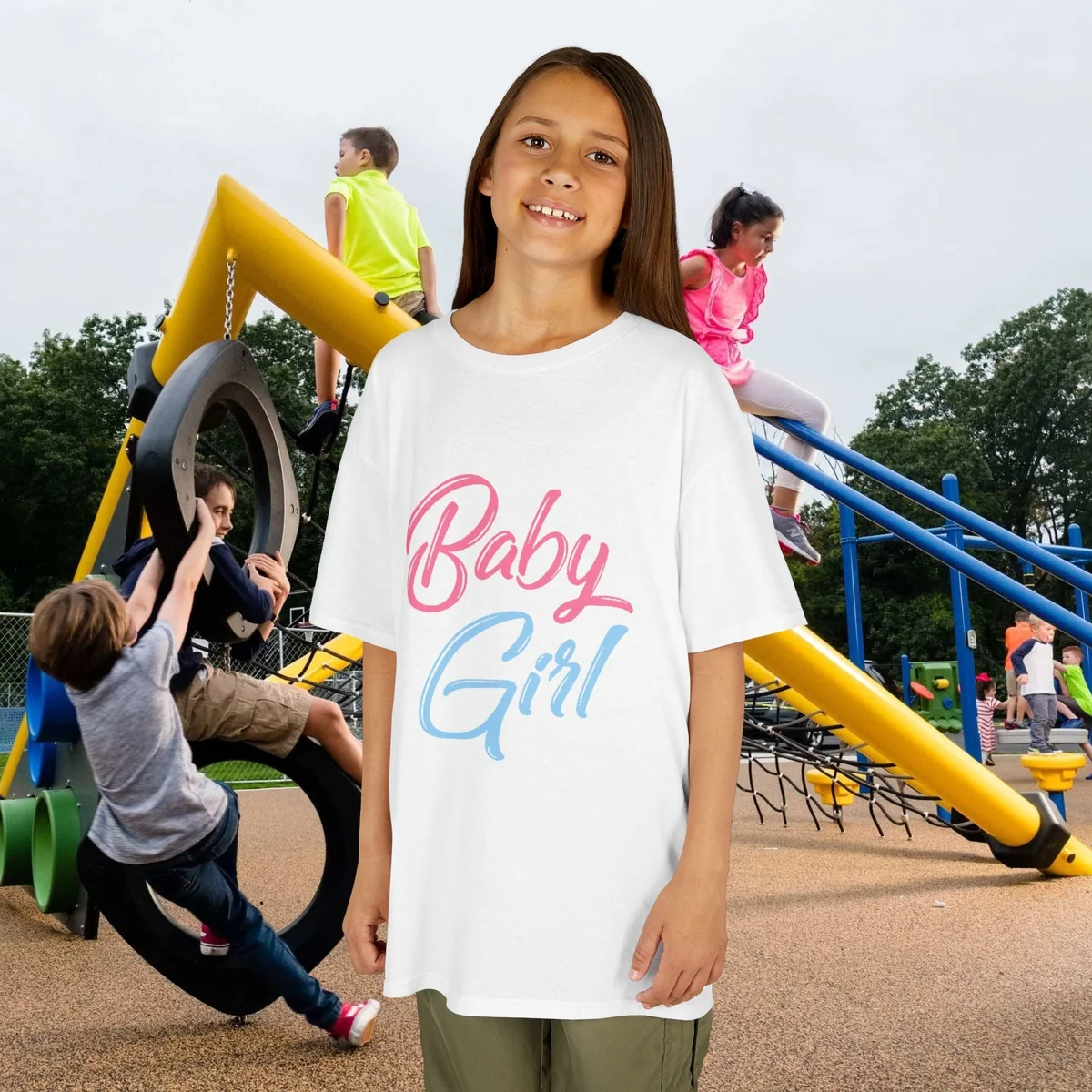 "Baby Girl" Pastel Script Shirt view 1