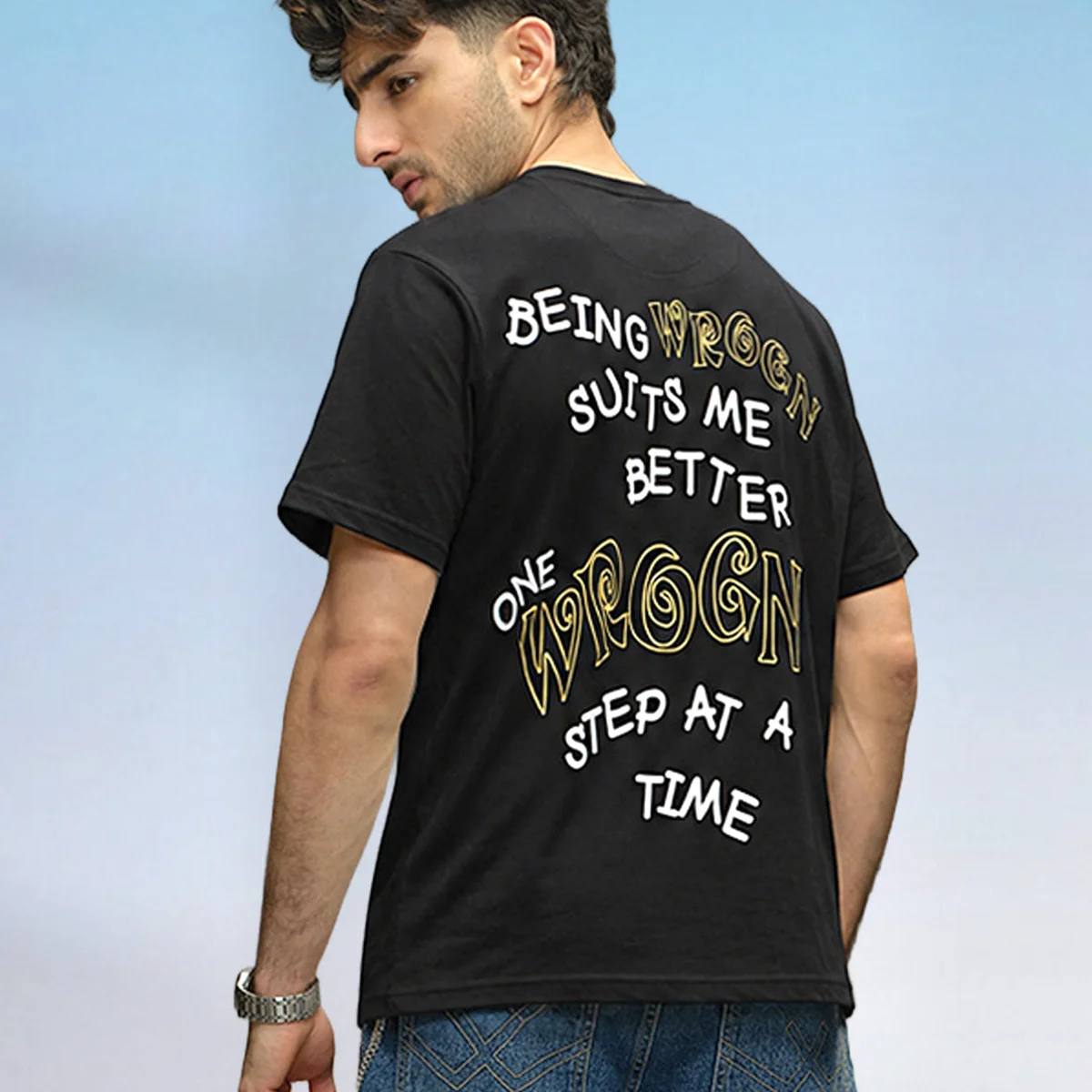 Casual Men's Graphic Tee | Black view 1
