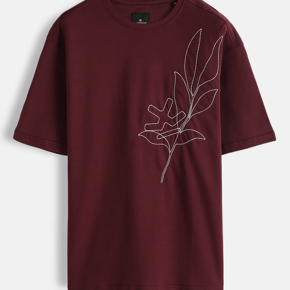 Embroidered Oversized T-Shirt | Maroon view 1