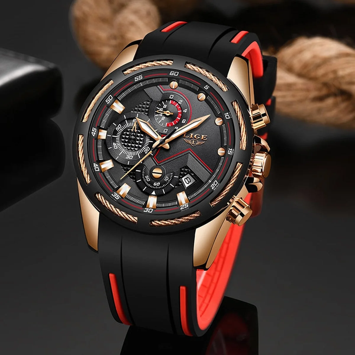 LIGE New Mens Watches Top Luxury Brand Men Unique Sports Watch Men's Quartz Date Clock Waterproof Wrist Watch Relogio Masculino view 1