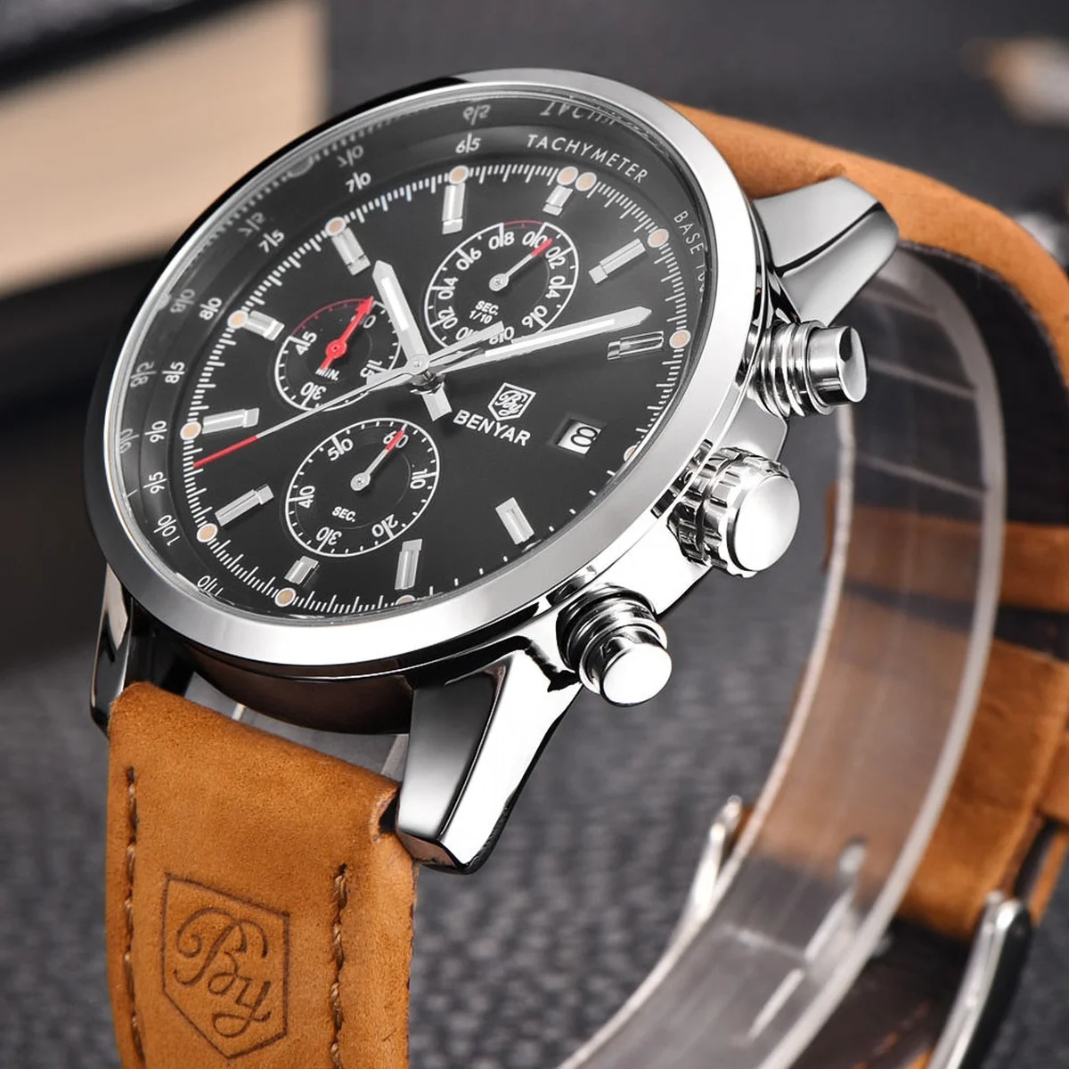 BENYAR Fashion Chronograph Sport Mens Watches Top Brand Luxury Quartz Watch Reloj Hombre saat Clock Male hour relogio Masculino view 1