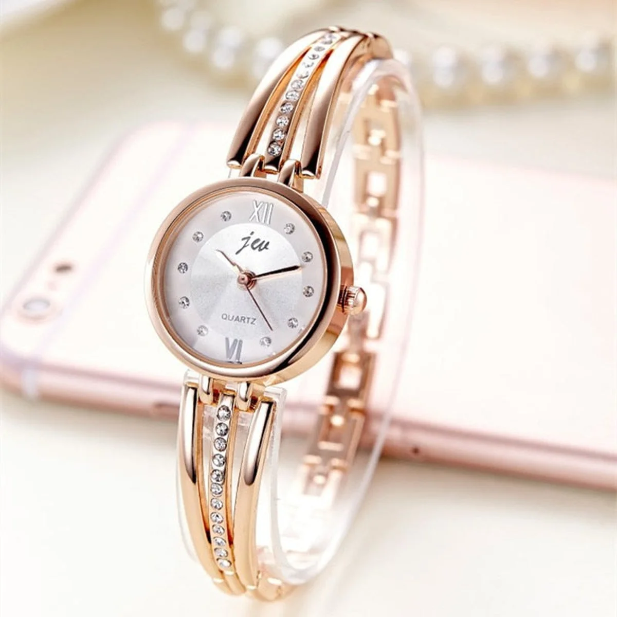 Luxury Brand Rose Gold Watches Women Stainless Steel Bracelet Wrist Watches Ladies Watch for Women Fashion Clock Reloj Mujer view 1