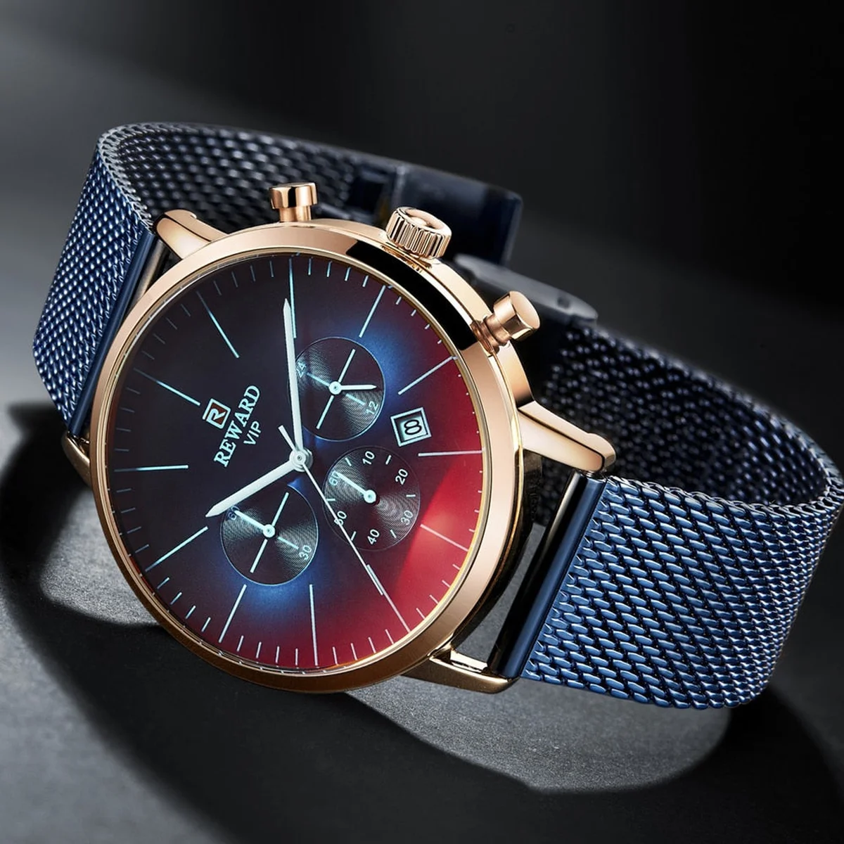 2020 New Fashion Color Bright Glass Watch Men Top Luxury Brand Chronograph Men's Stainless Steel Business Clock Men Wrist Watch view 1