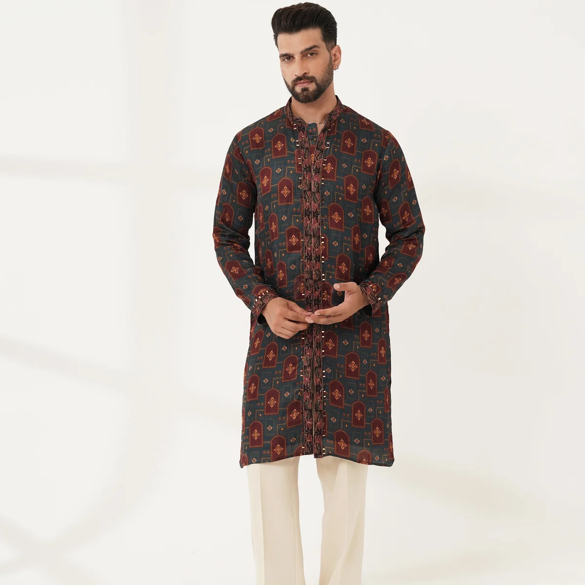 Midnight Blue Printed Kurta Set image 1