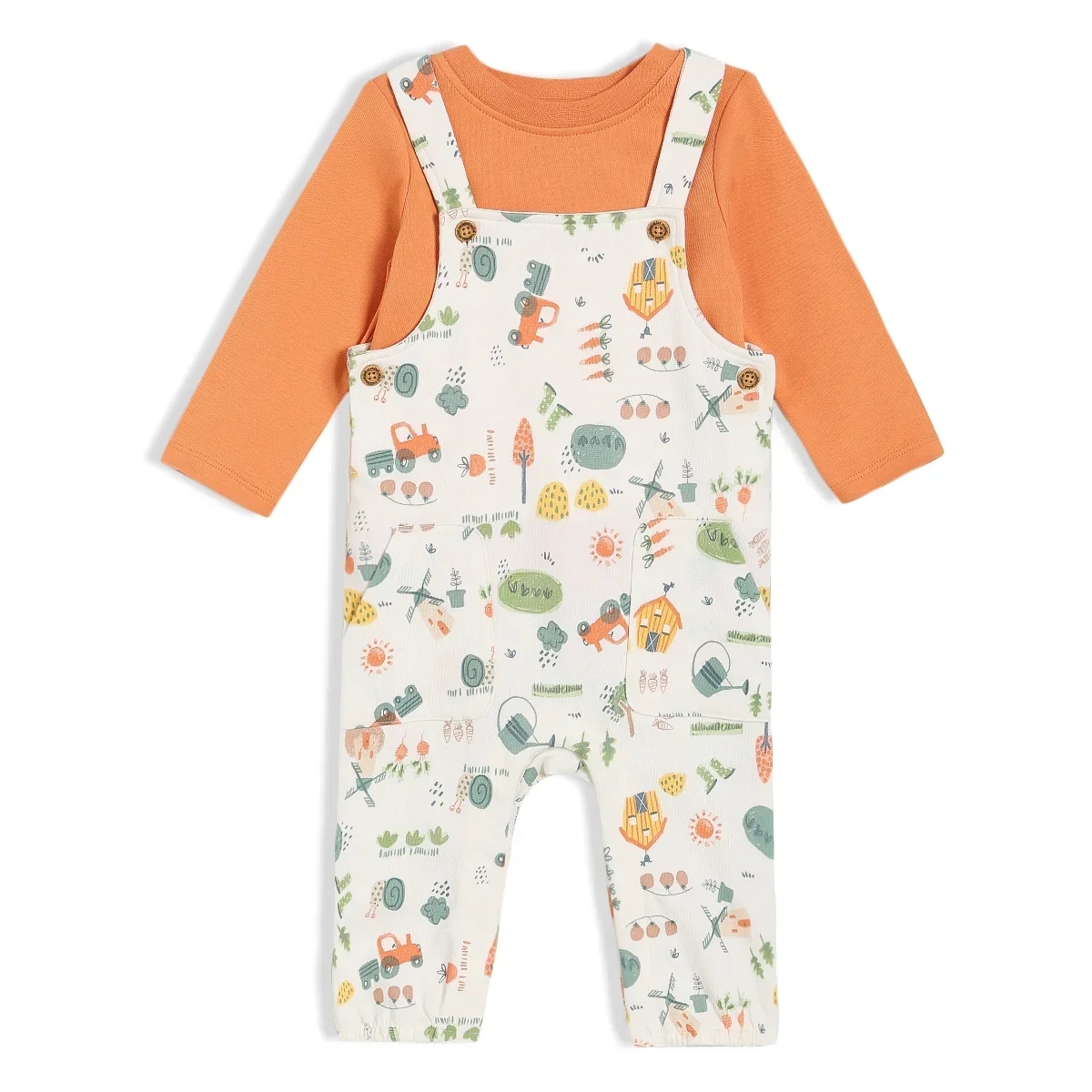 Baby Boys Plantopia Printed Dungaree Set, Multicolor image 1