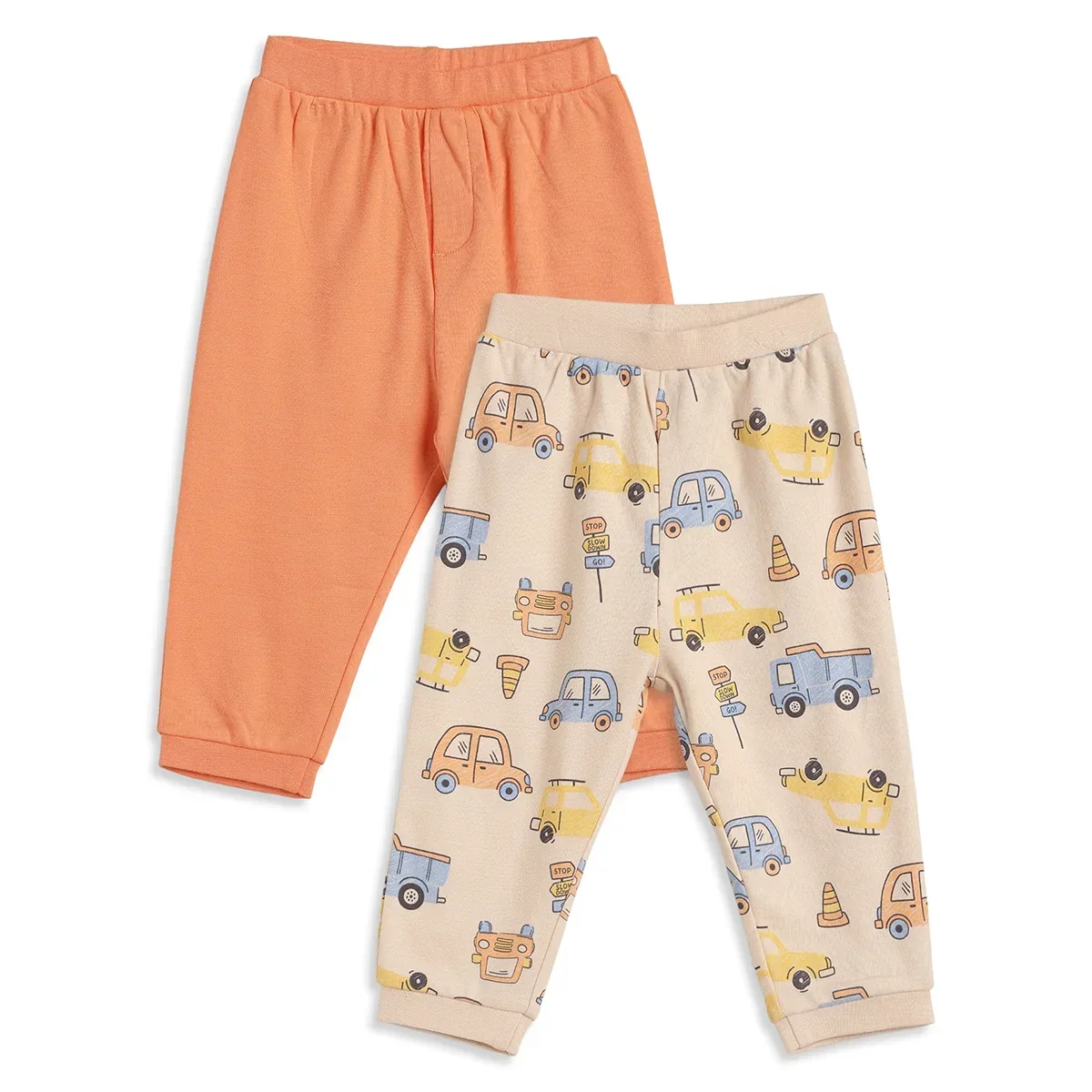 Baby Boys Peach and Cream Cotton Knit Bottom Pack of 2 Regular Fit Everyday Wear image 1
