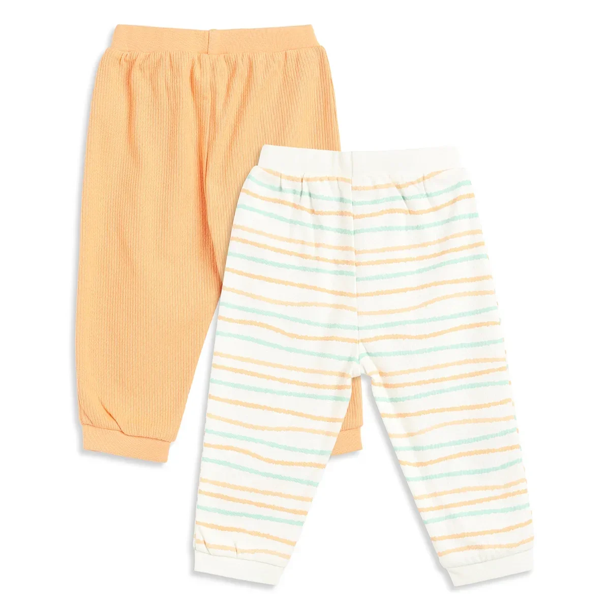 Baby Boys Peach and White Cotton Knit Bottom Pack of 2 Regular Fit Everyday Wear image 1