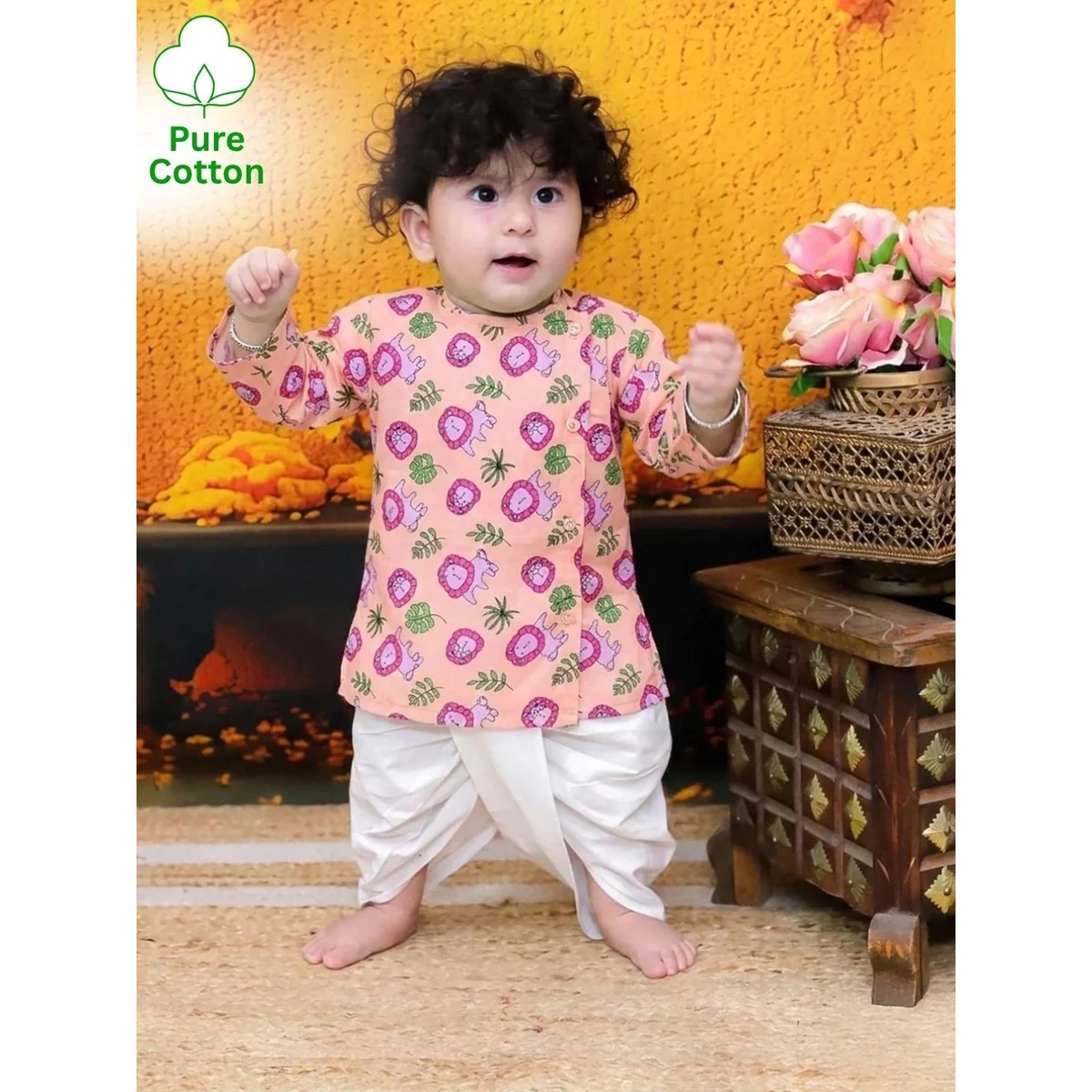 Premium Full Sleeve Pure Cotton Kurta Dhoti Style 2