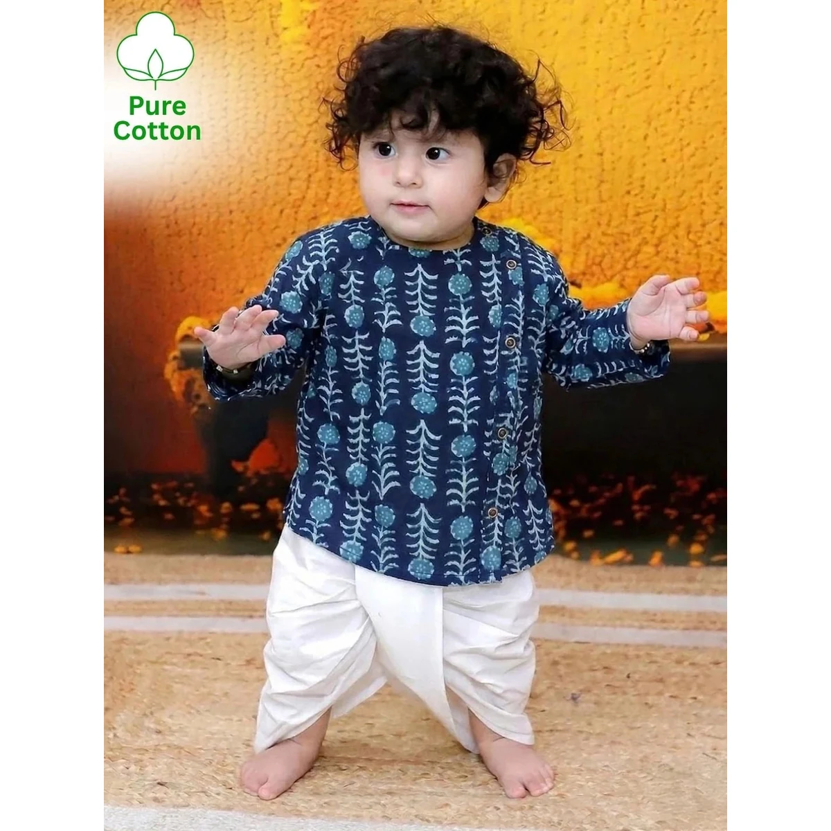 Premium Full Sleeve Pure Cotton Kurta Dhoti Style 3 image 1