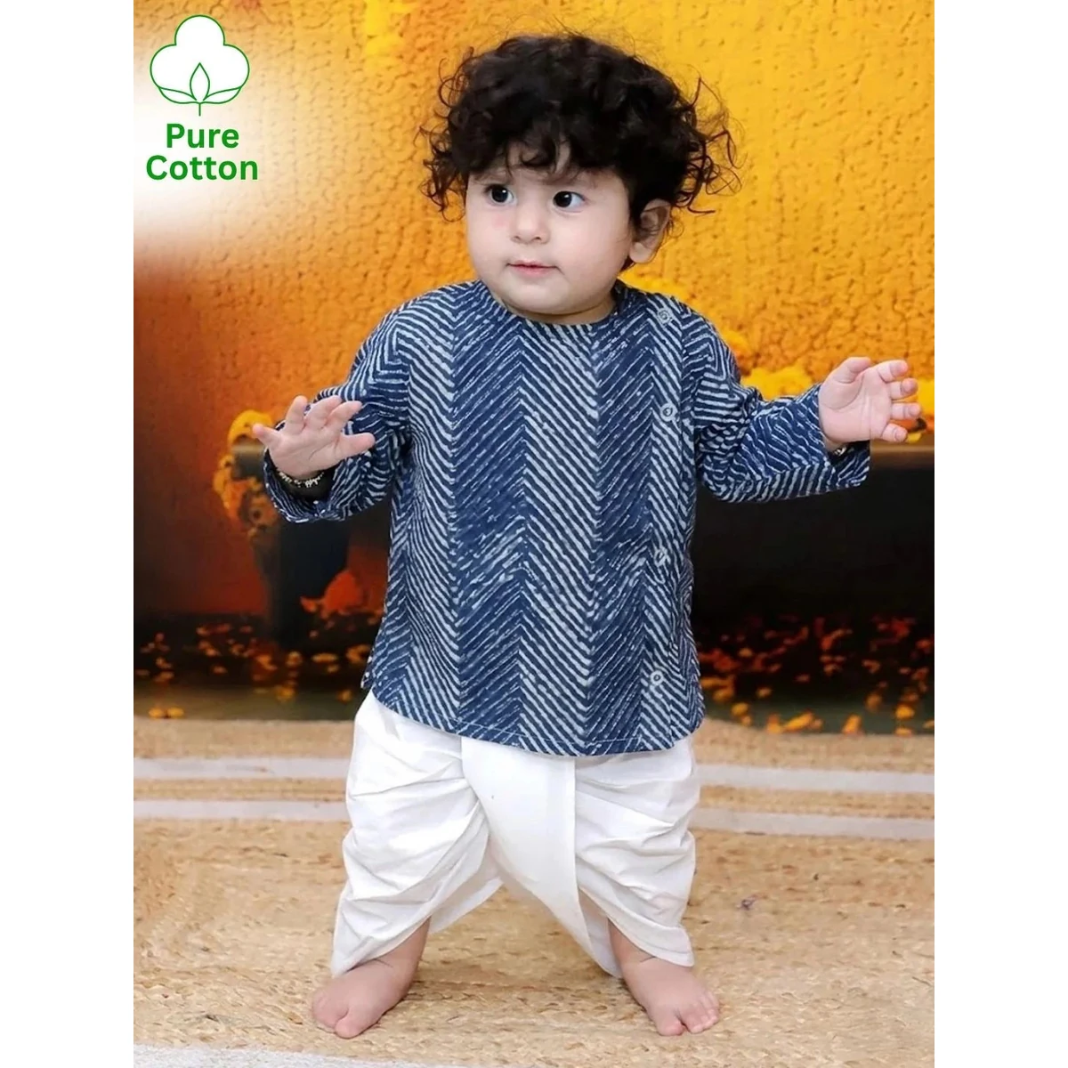 Premium Full Sleeve Pure Cotton Kurta Dhoti Style 5 image 1
