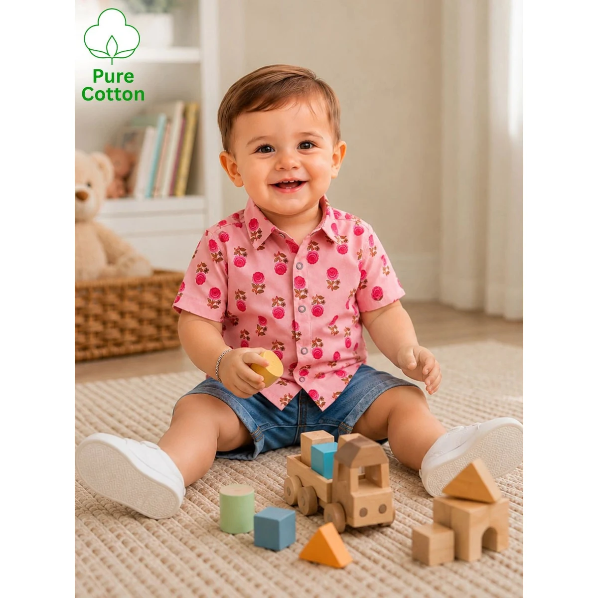 Premium Pure Cotton Half Sleeves Shirt For Infant Boys Style 3