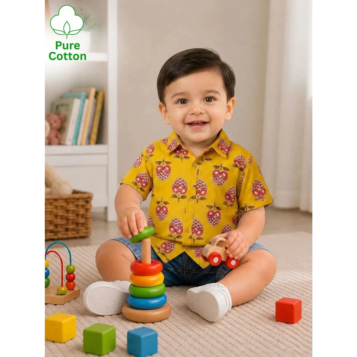 Premium Pure Cotton Half Sleeves Shirt For Infant Boys Style 5 image 1