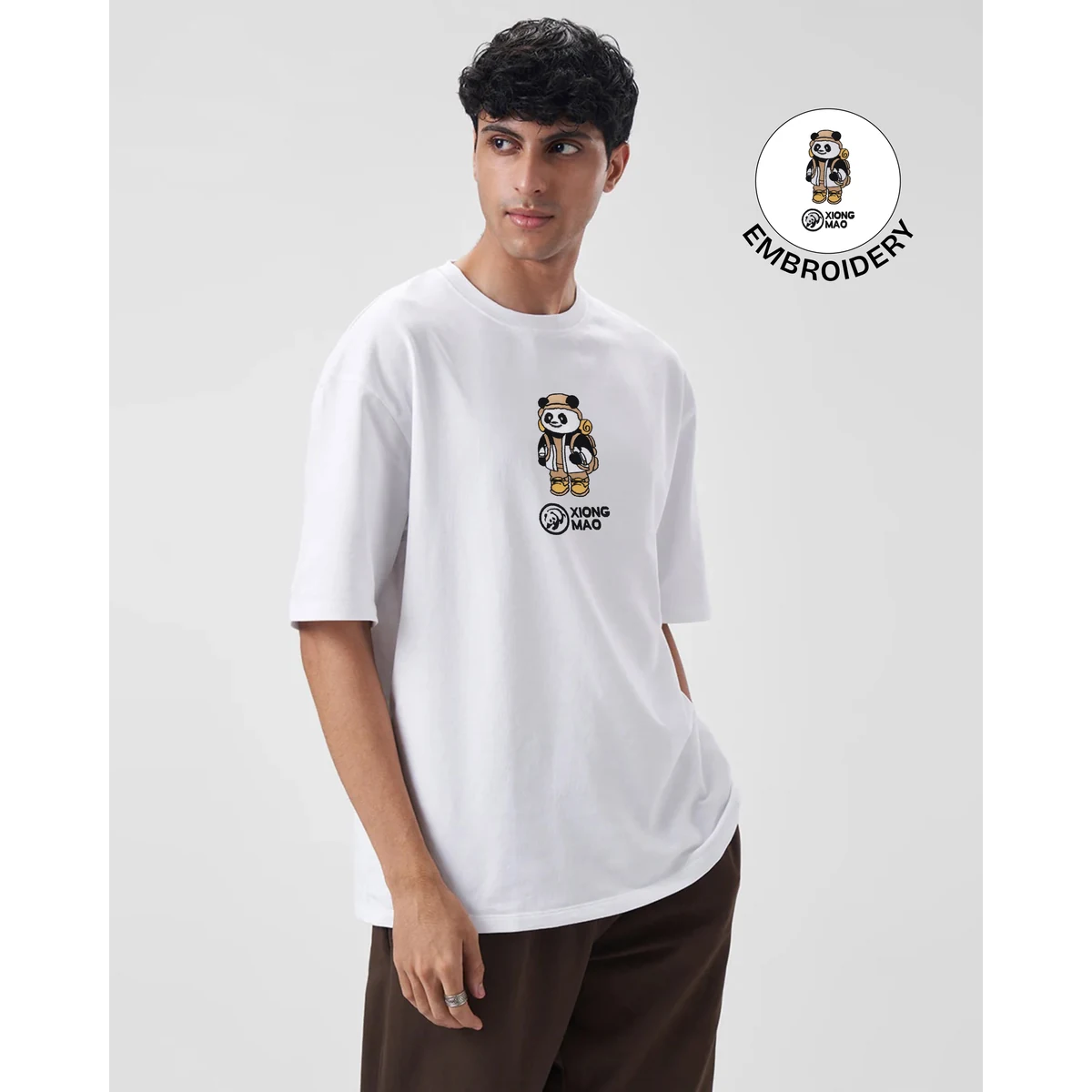 Premium Xiong Mao Embroidery Oversized T-Shirt