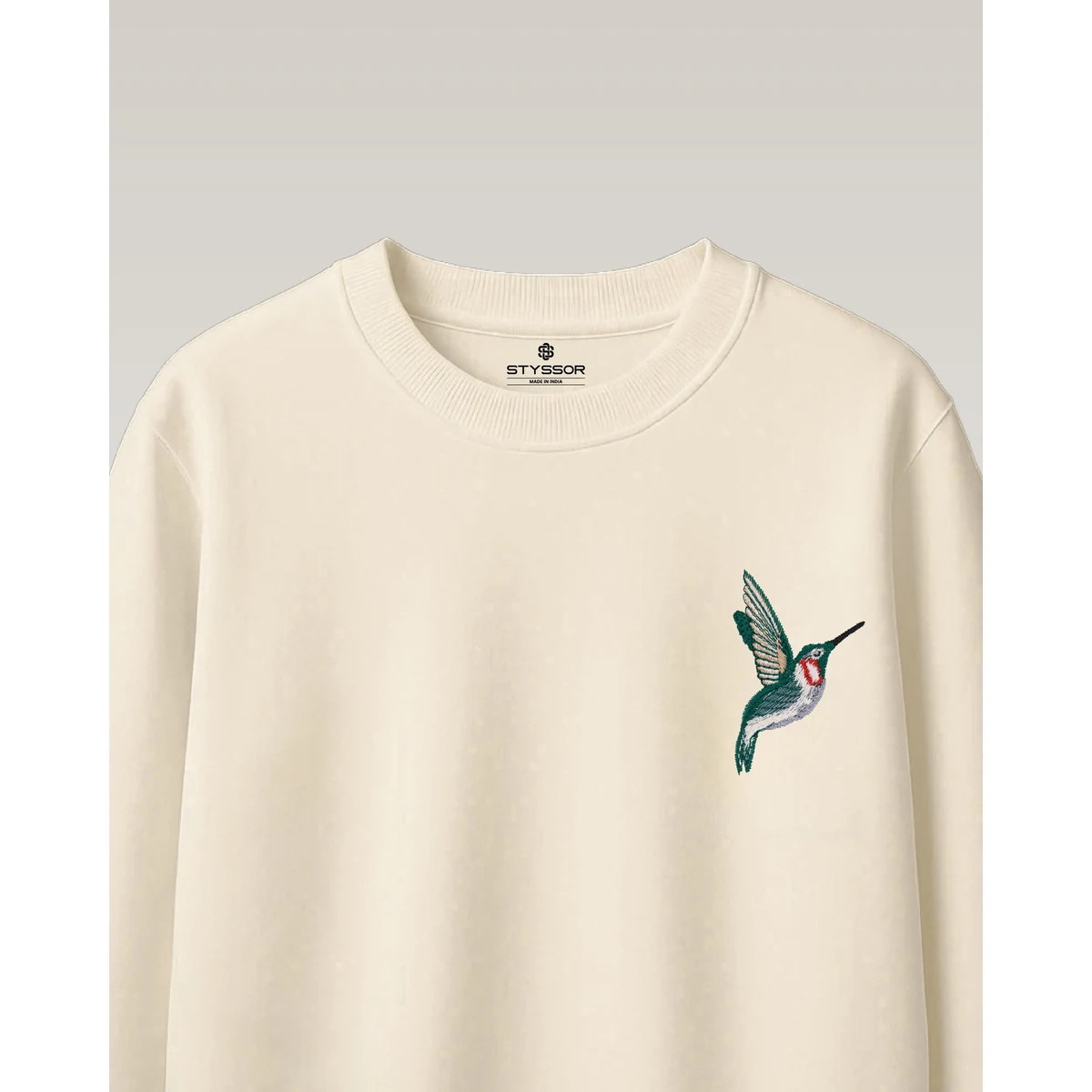 Premium Humming Bird Wildlife Embroidery Oversized T-Shirt