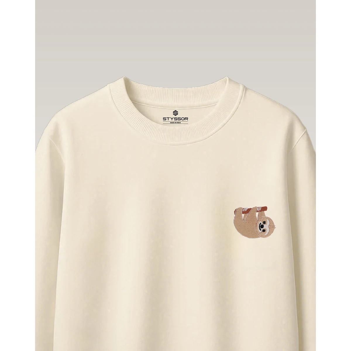 Premium Sloth Wildlife Embroidery Oversized T-Shirt image 1