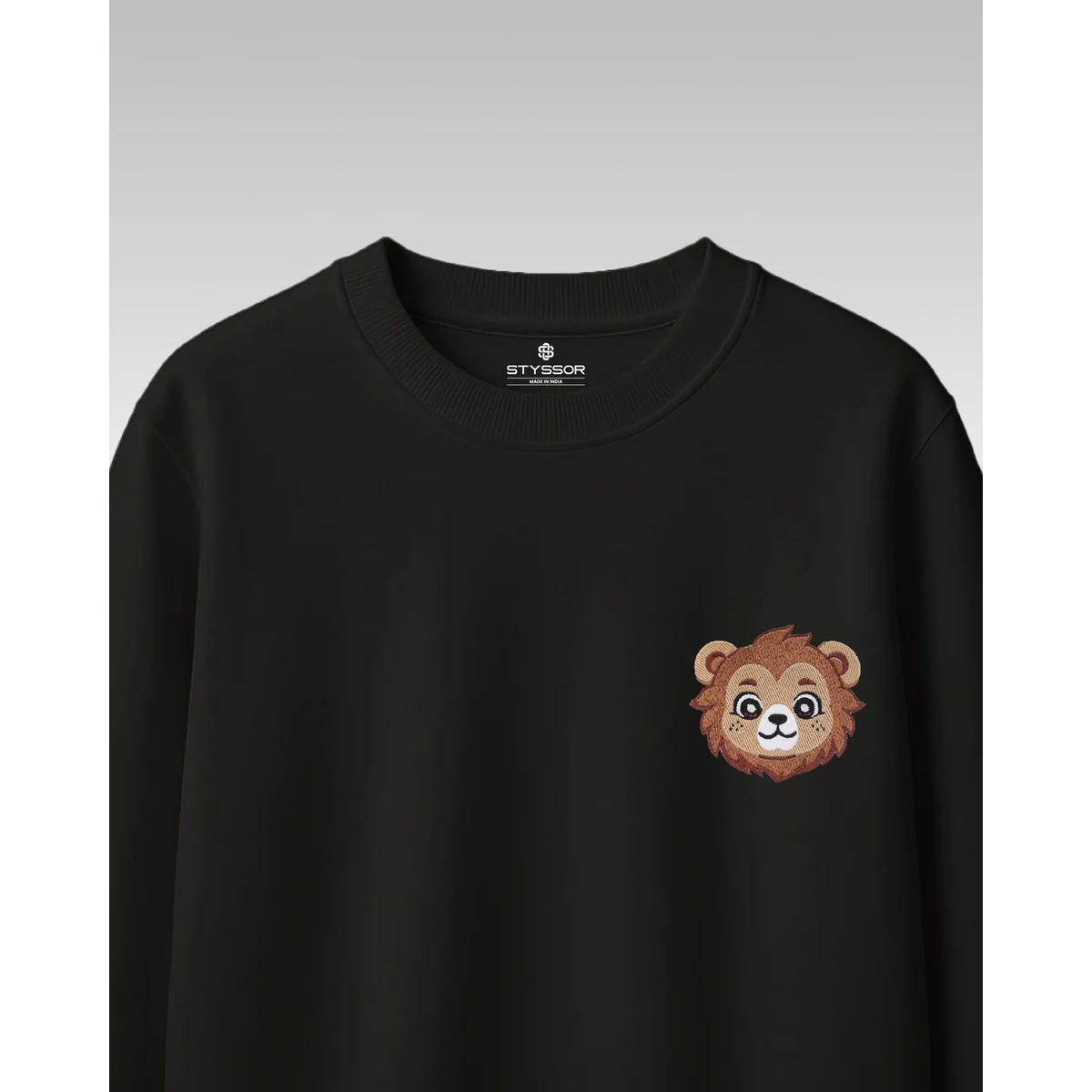 Premium Baby Lion Wildlife Embroidery Oversized T-Shirt