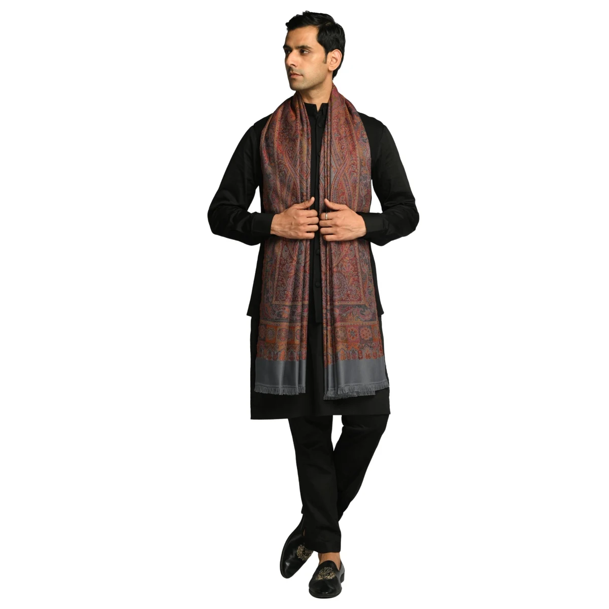 Premium Men's Faux Pashmina Antique Jamawar Shawl