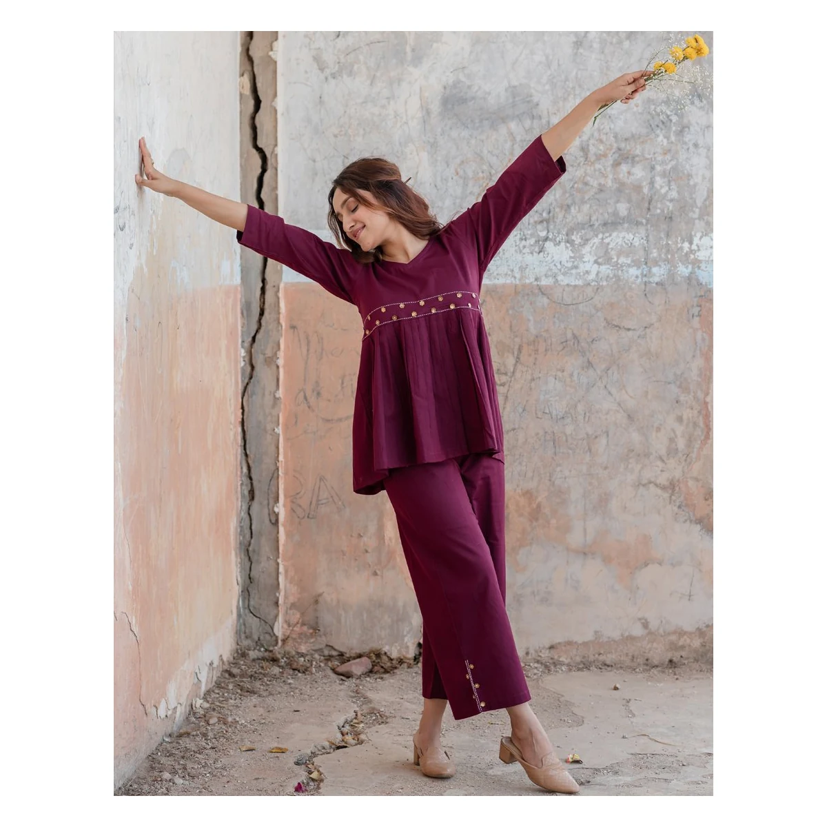 Premium Plum Wine Co-ord Set image 1