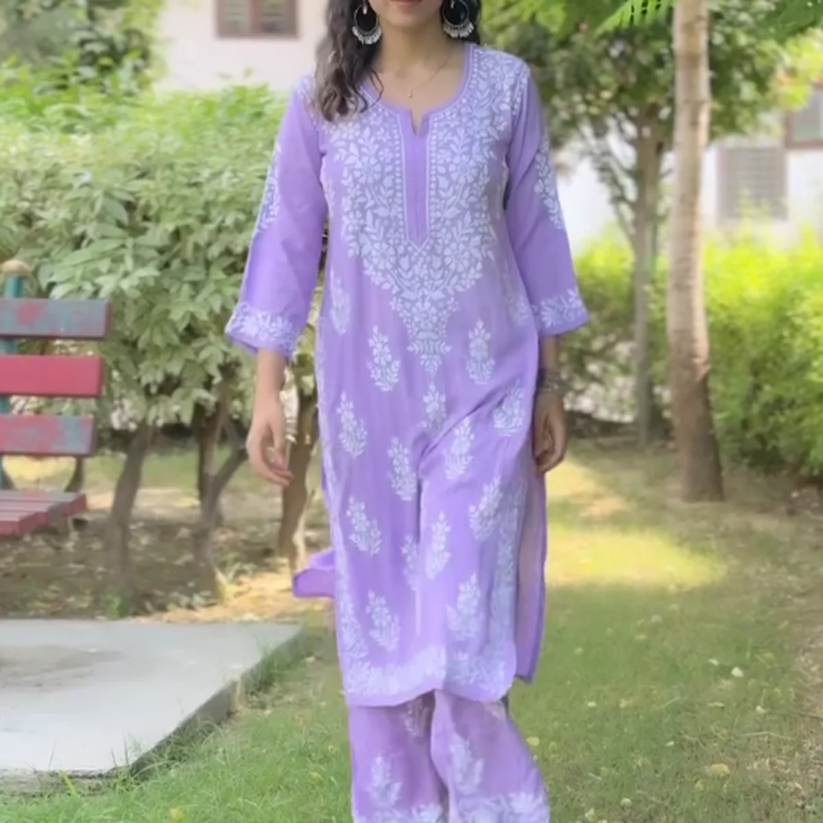 Chikankari Cotton Straight For Women thumbnail 2
