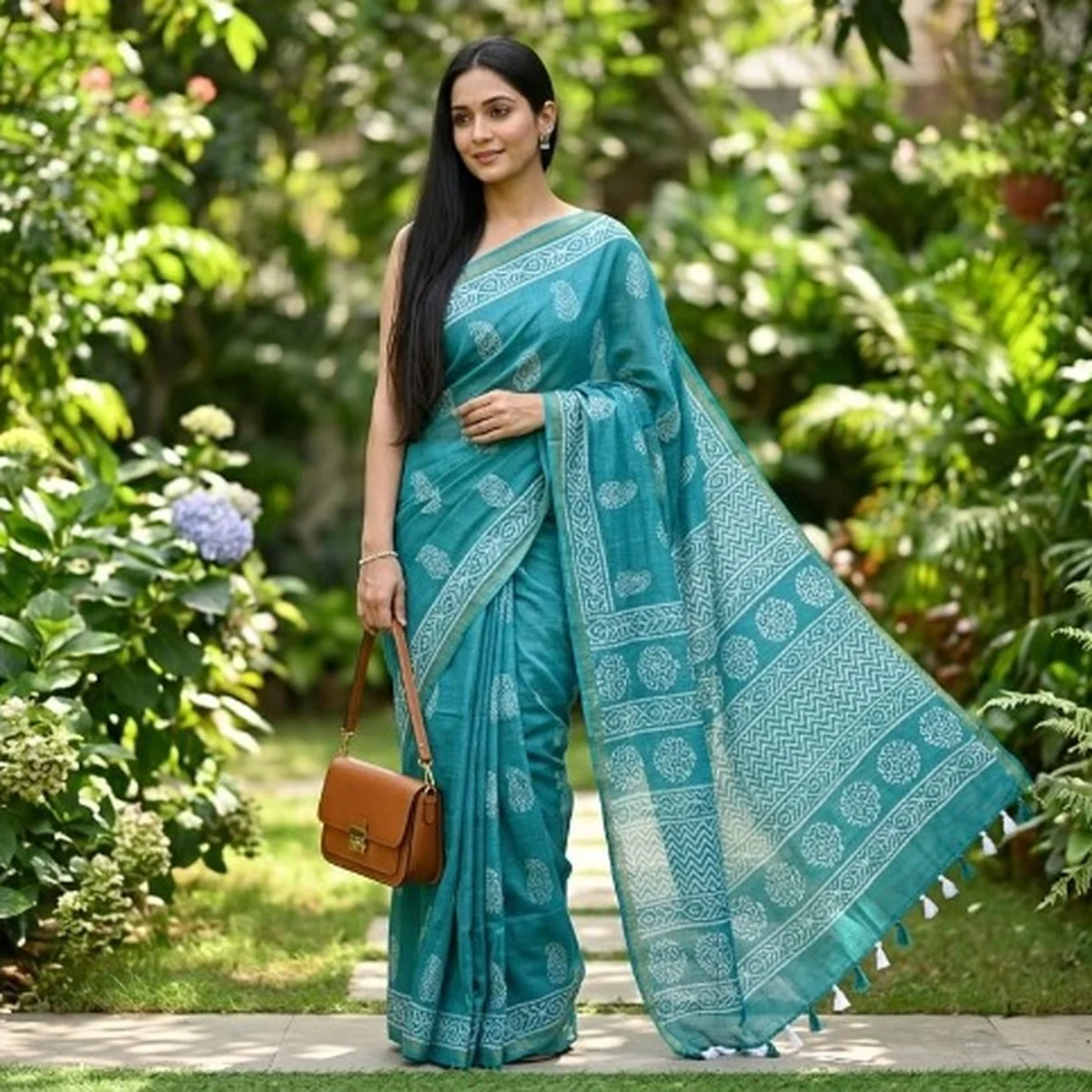 Rama Green Cotton Maheshwari saree