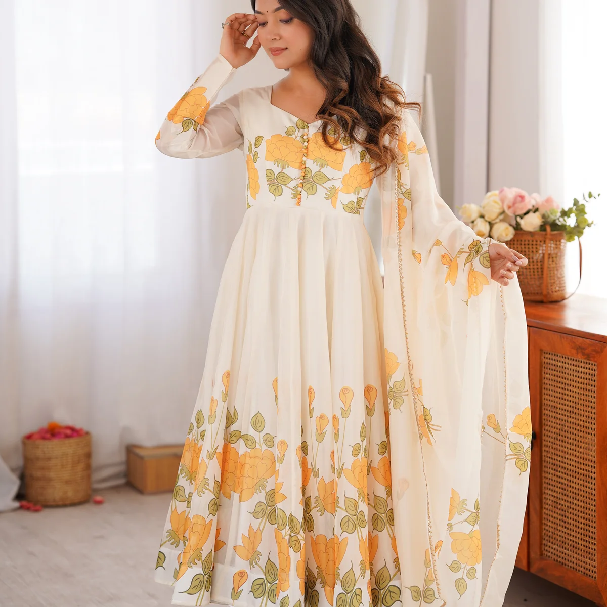 Kiara Designer Floral Anarkali Set