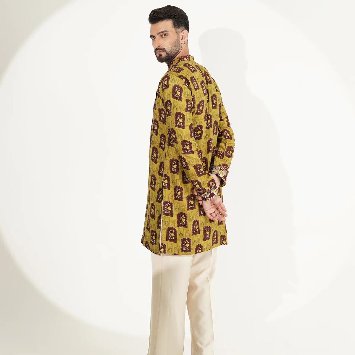 Olive Green Printed Kurta Set