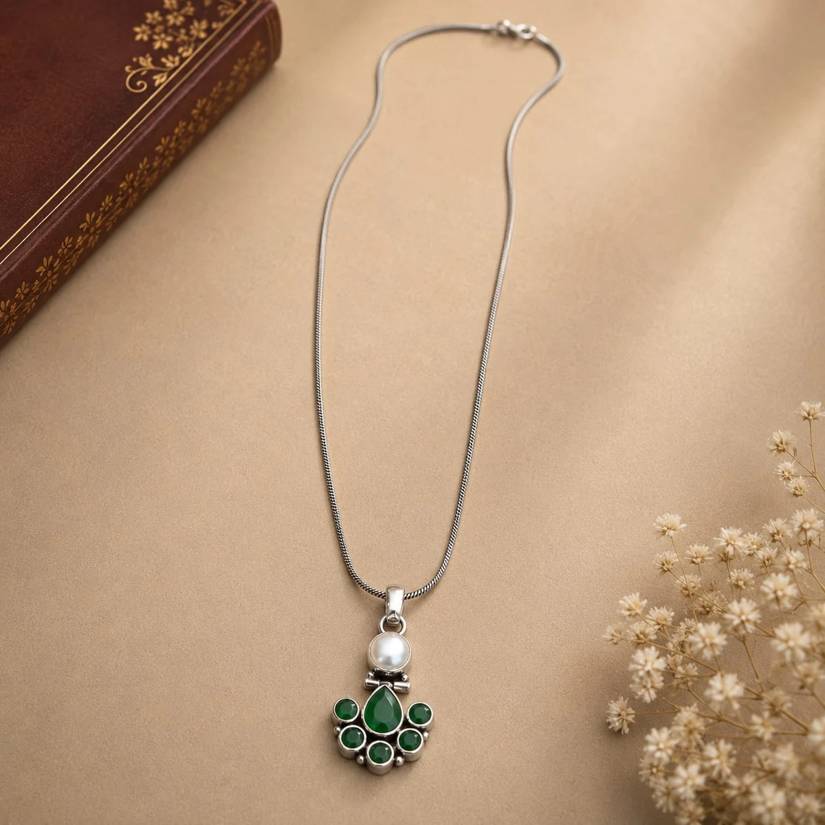 Premium Stone Pendant with chain thumbnail 2