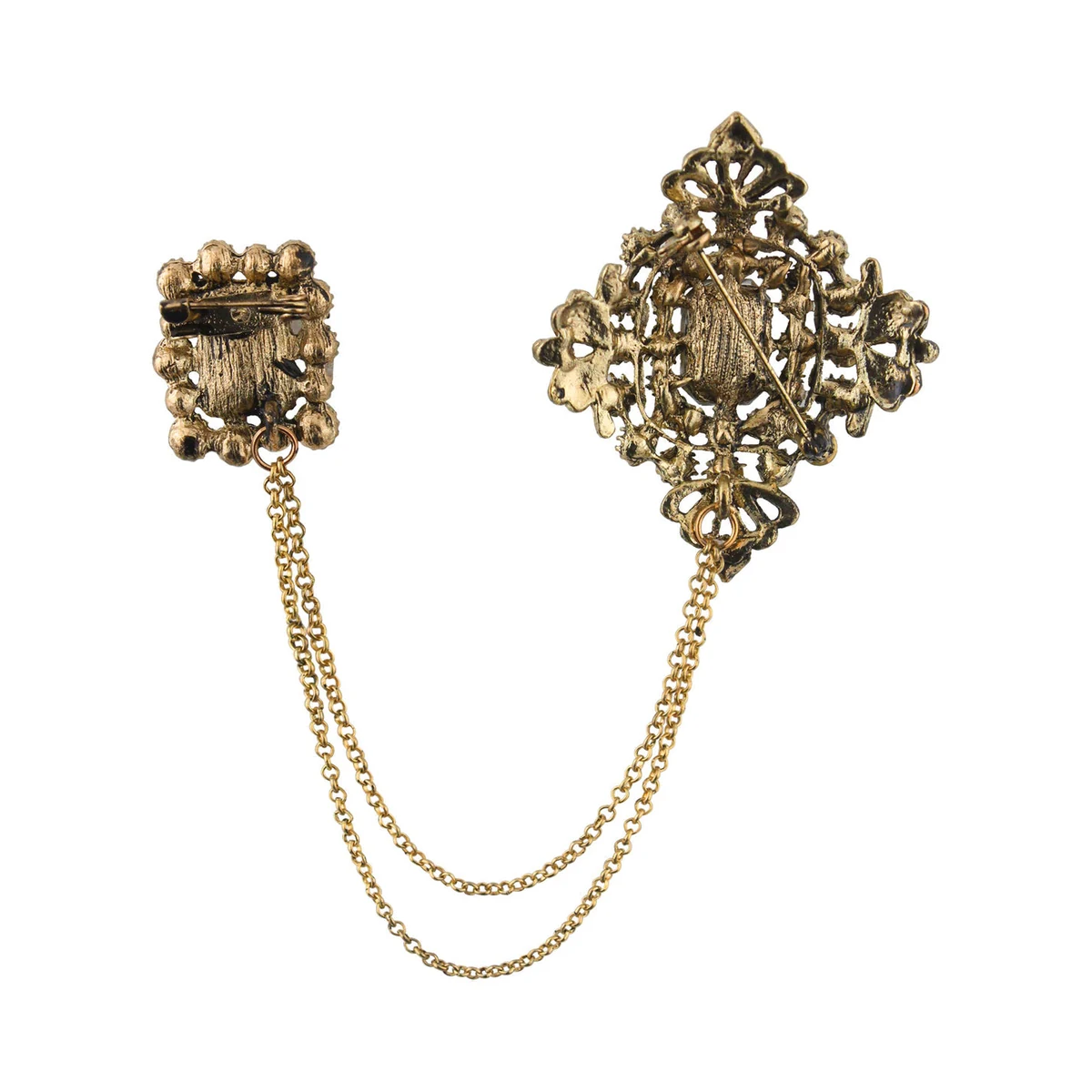 Kavove Regal Crystal Chain White Colour Brooch For Men thumbnail 3