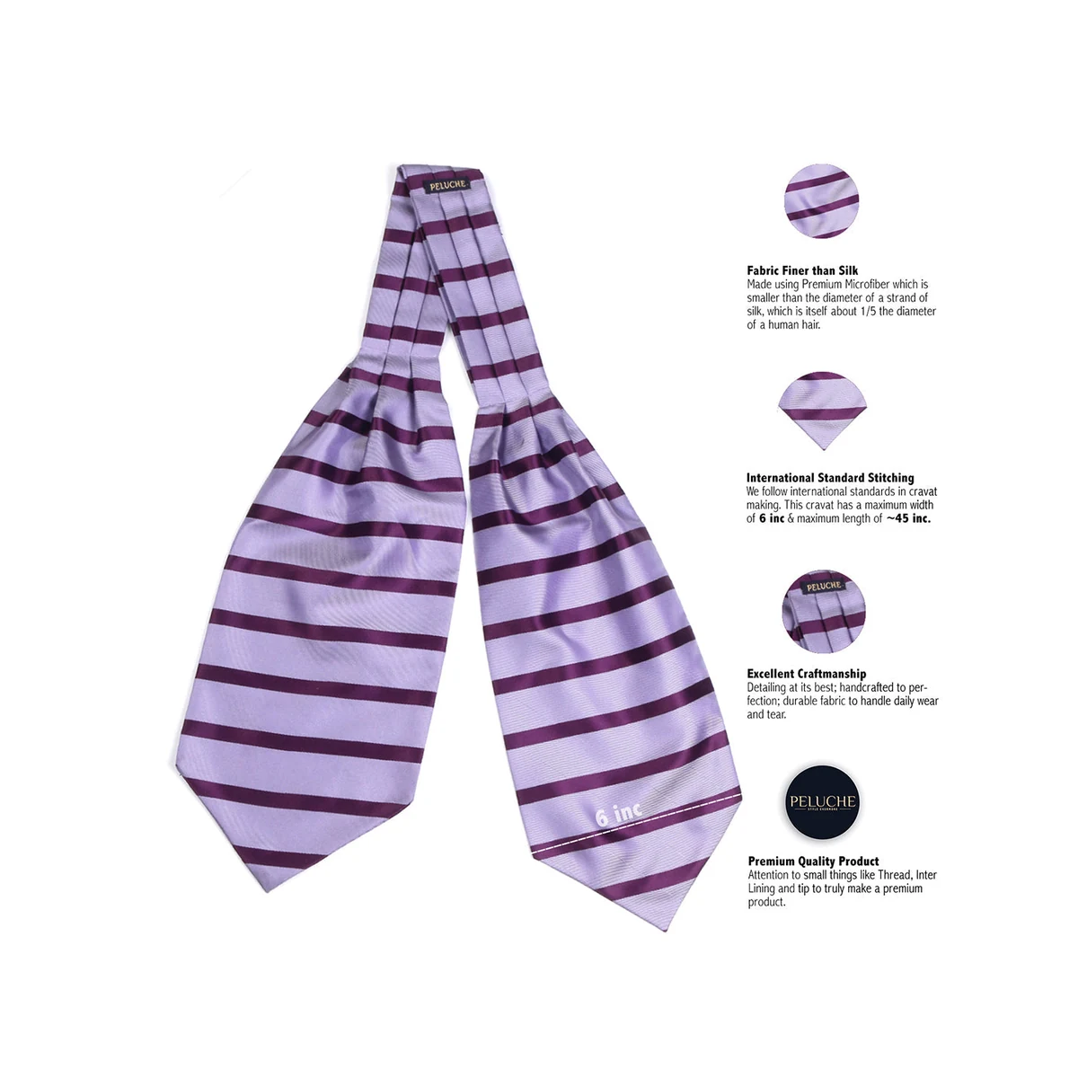 Premium Classic Choker Purple Cravat for Men thumbnail 3