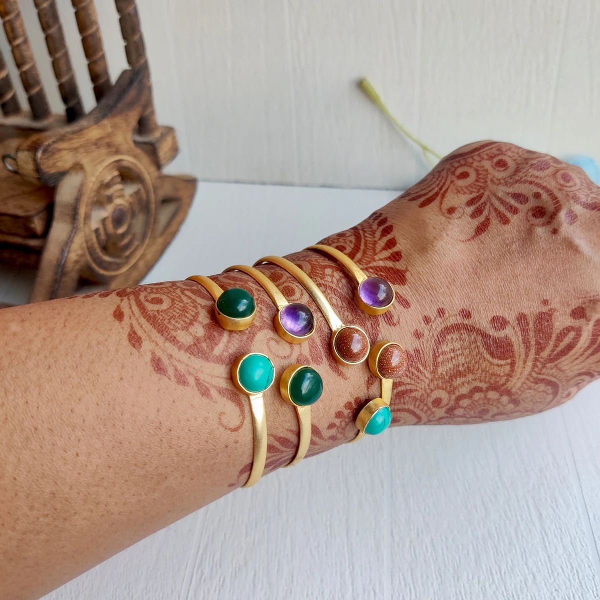 Premium Minimalist gold polish bangle cuff bracelet